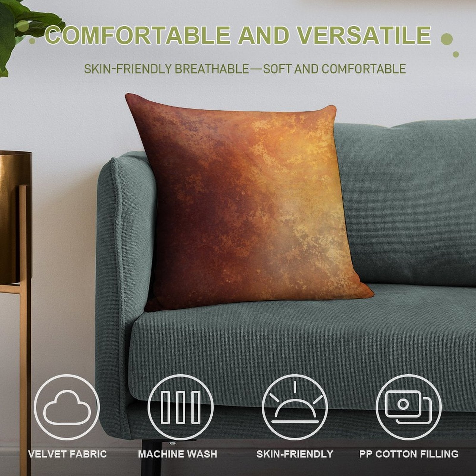 Vintage Rust Soft Style Accent Throw Pillow