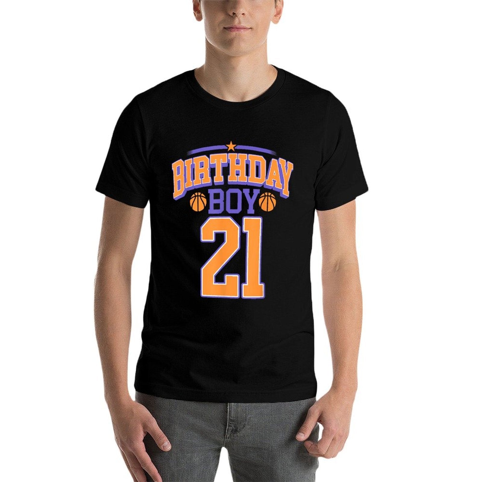 21st Birthday Boy Basketball Lover 21 Years Old Bday  Wrinkle-resistant T-Shirt