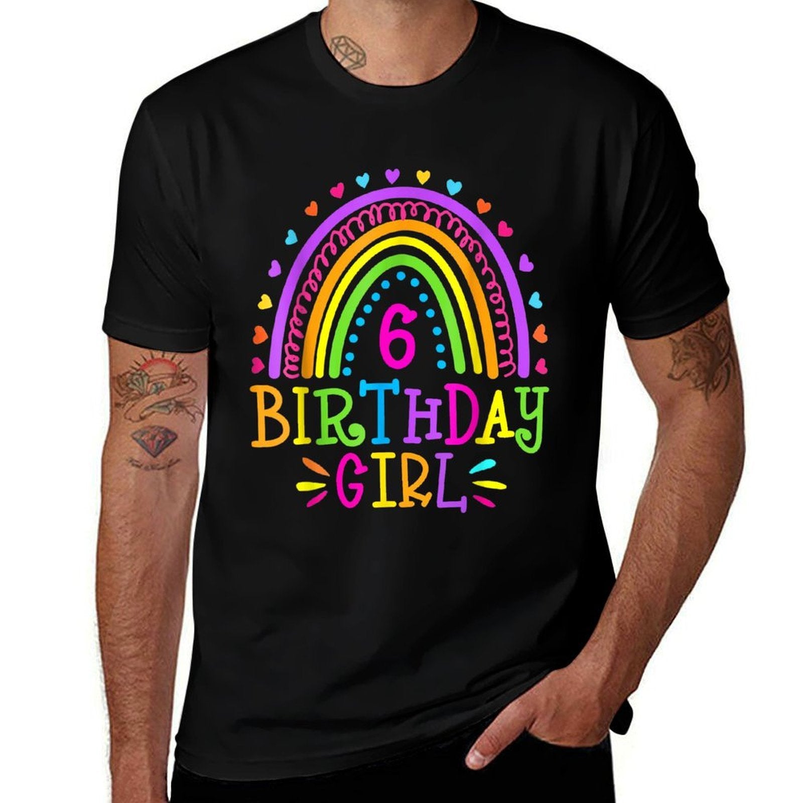 6 Year Old 6th Birthday Girl Rainbow  Slim-fit Cut T-Shirt