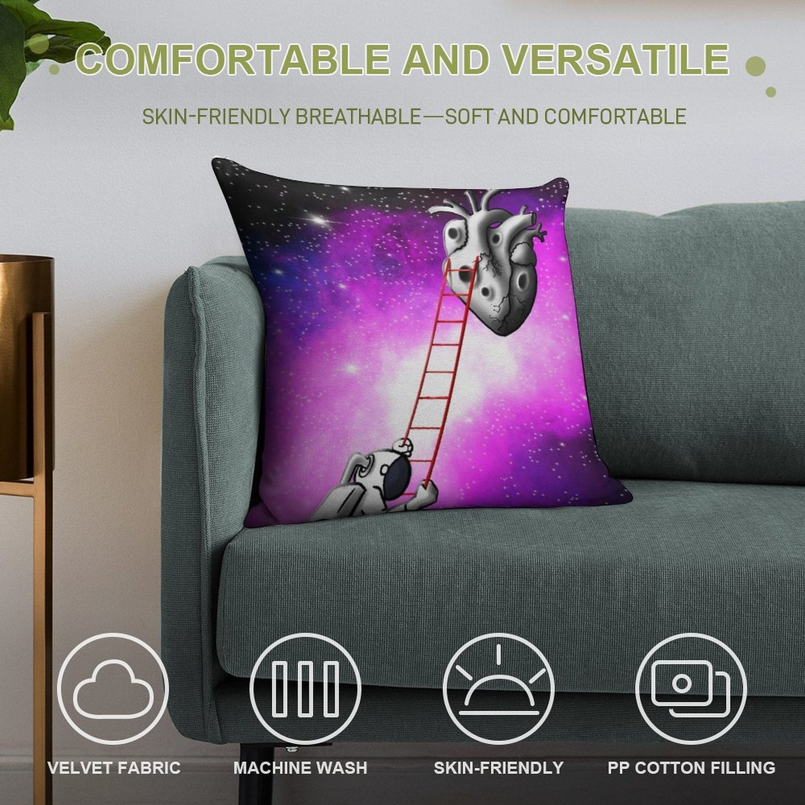 Expedition to The Heart Soft Reinforced Edging Throw Pillow