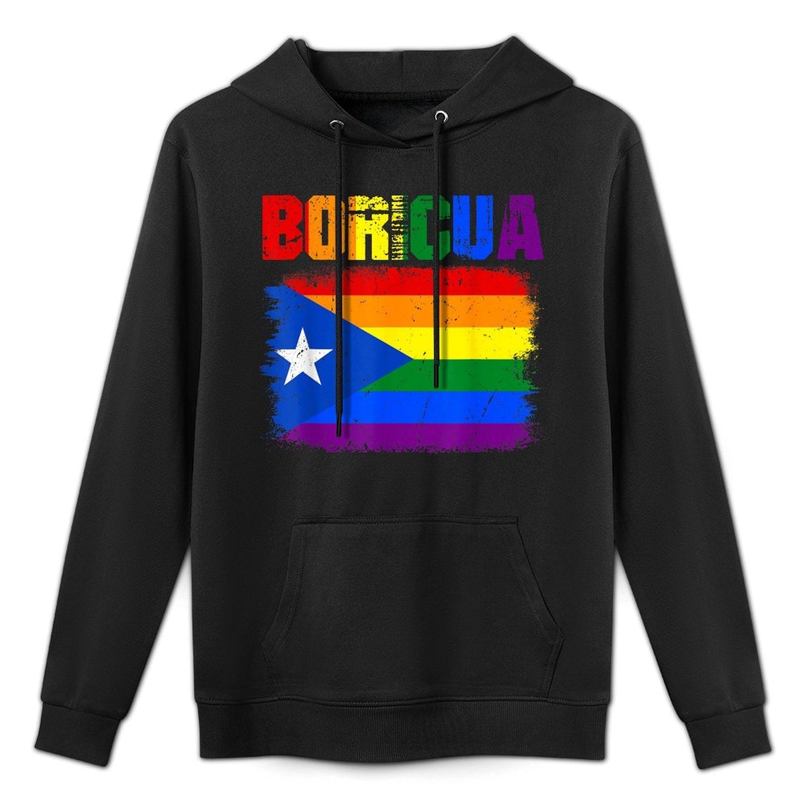 Retro Boricua Gay LGBTQ Pride Ally Puerto Rican Rainbow Unisex Design Hoodie