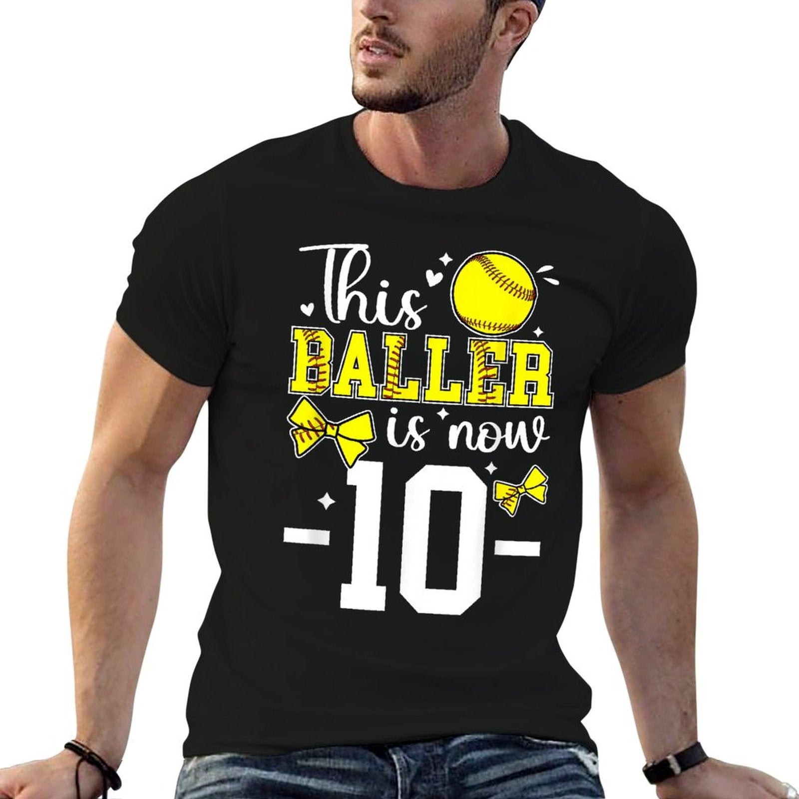 10th Birthday Softball Girl Ten Year Old Softball Player Comfortable T-Shirt