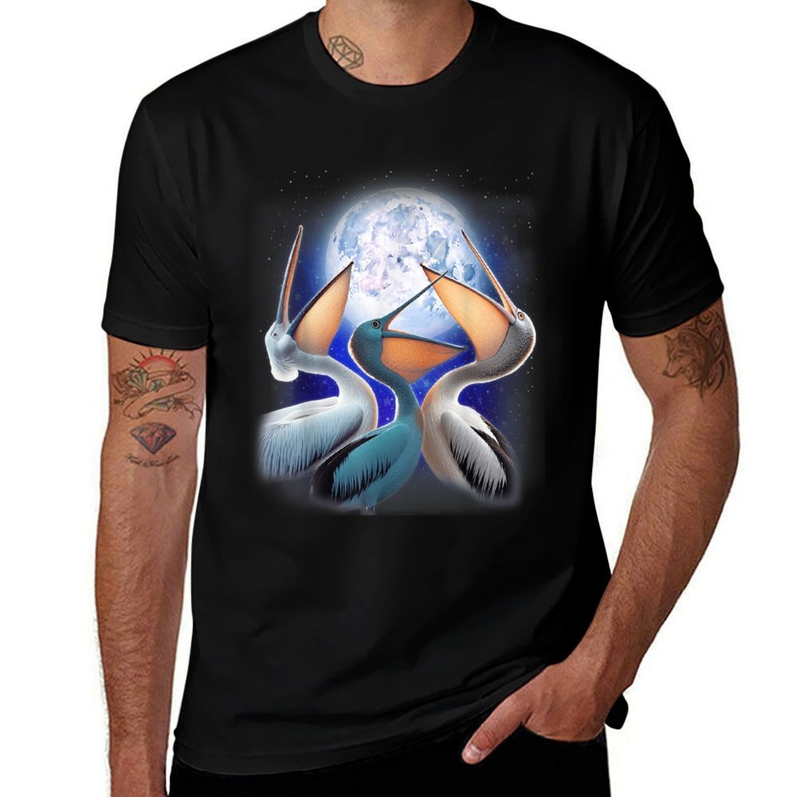 3 Pelicans Howling At The Moon Funny Pelican Bird Lover Kids  Wrinkle-resistant T-Shirt