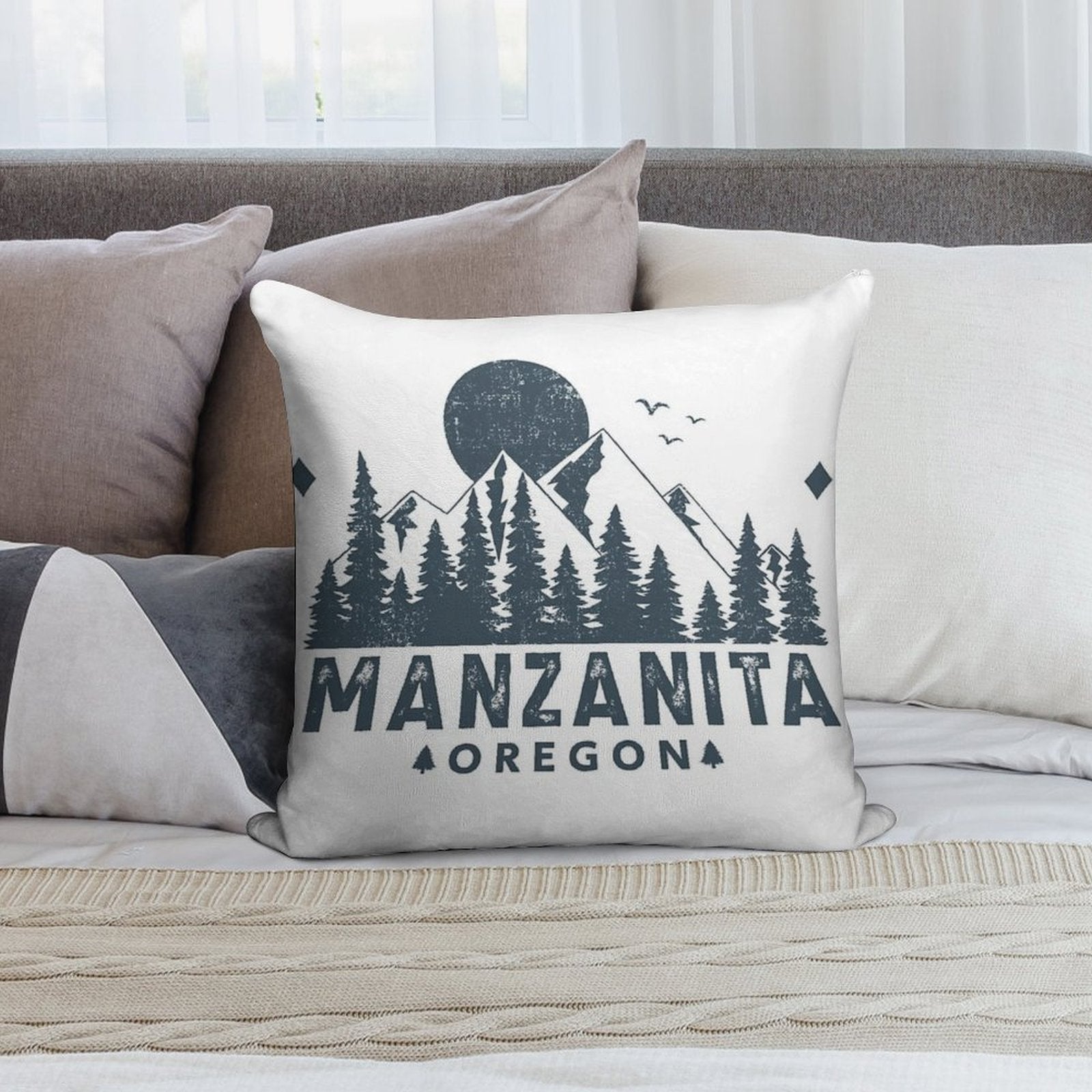 Manzanita Oregon Mountain Sight Soft Home Decor Throw Pillow