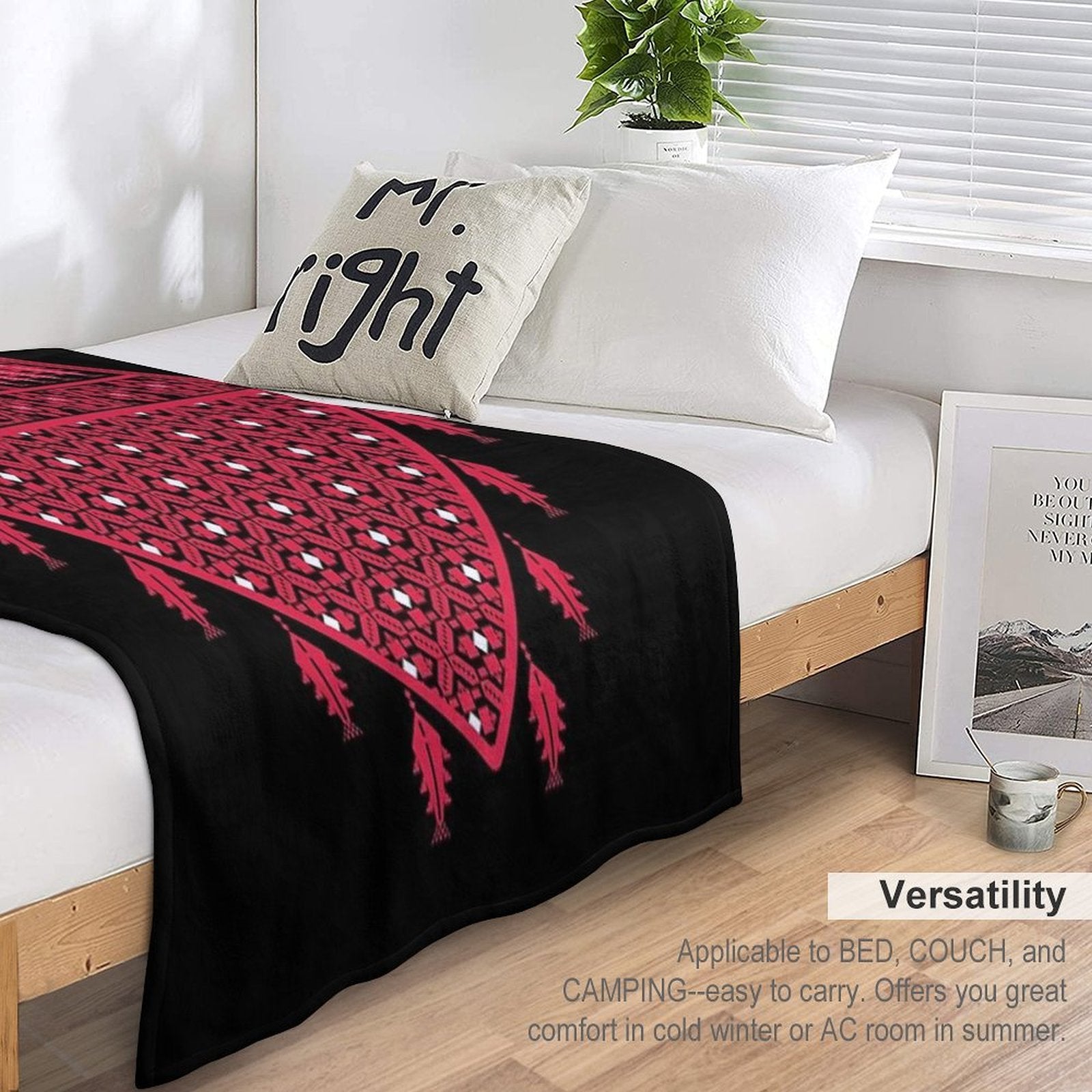 Palestinian Tatreez Cross Stitch Embroidery Art Design Arabic #7 Wrinkle-free Throw Blanket