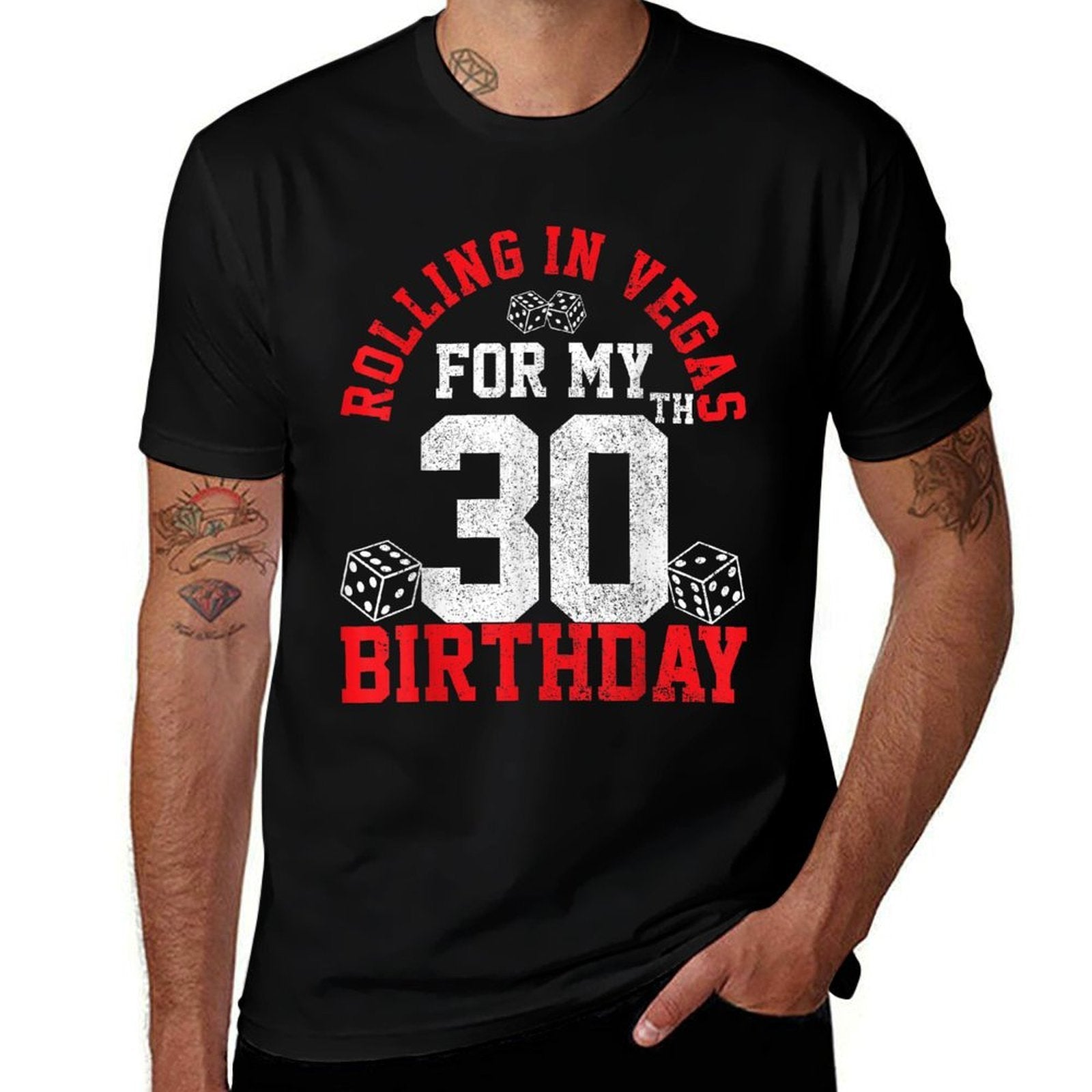 30th Birthday Las Vegas Trip Rolling Dice Gambling Gift  Polyester Blend T-Shirt