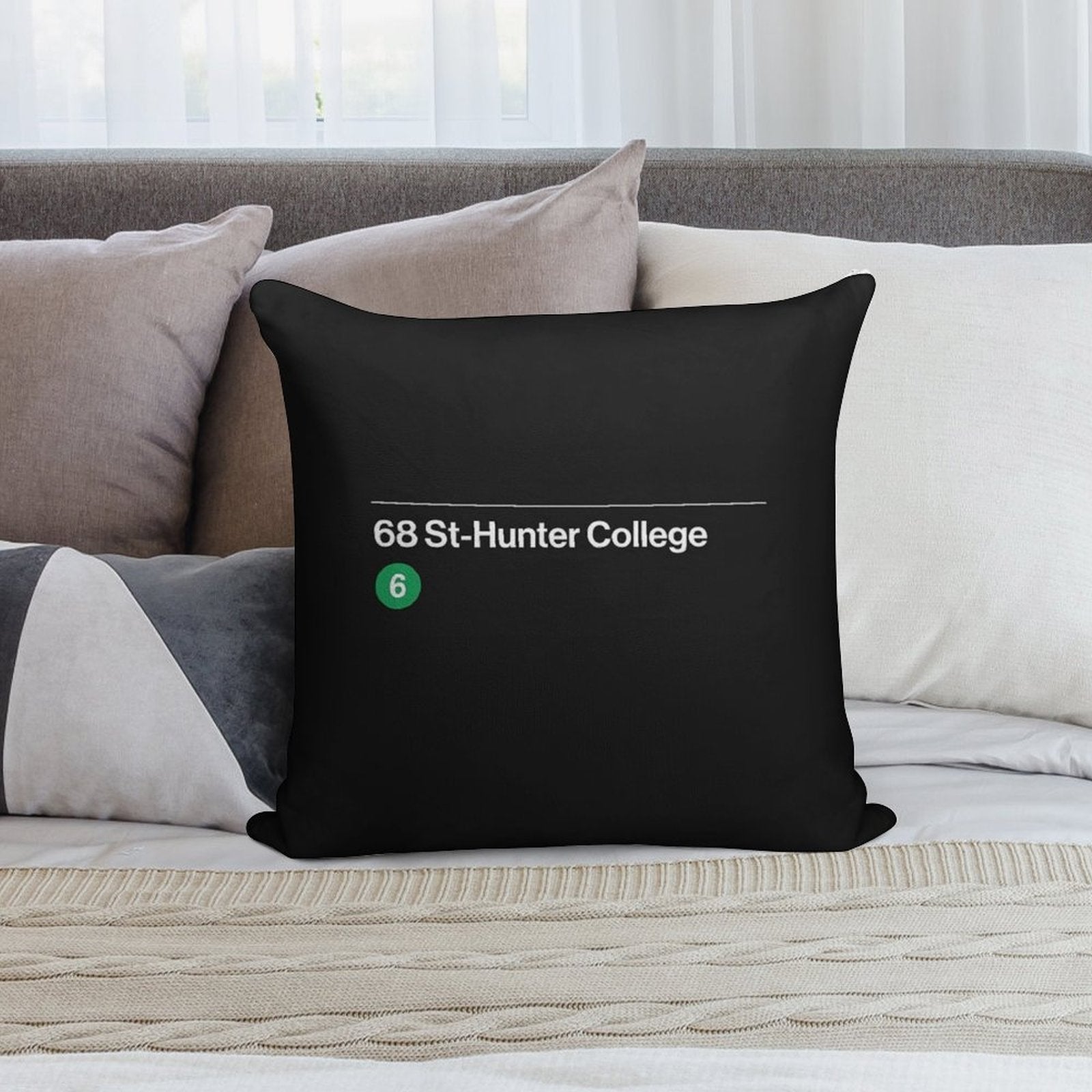 68 St Hunter College Station Soft High-Density Material Throw Pillow