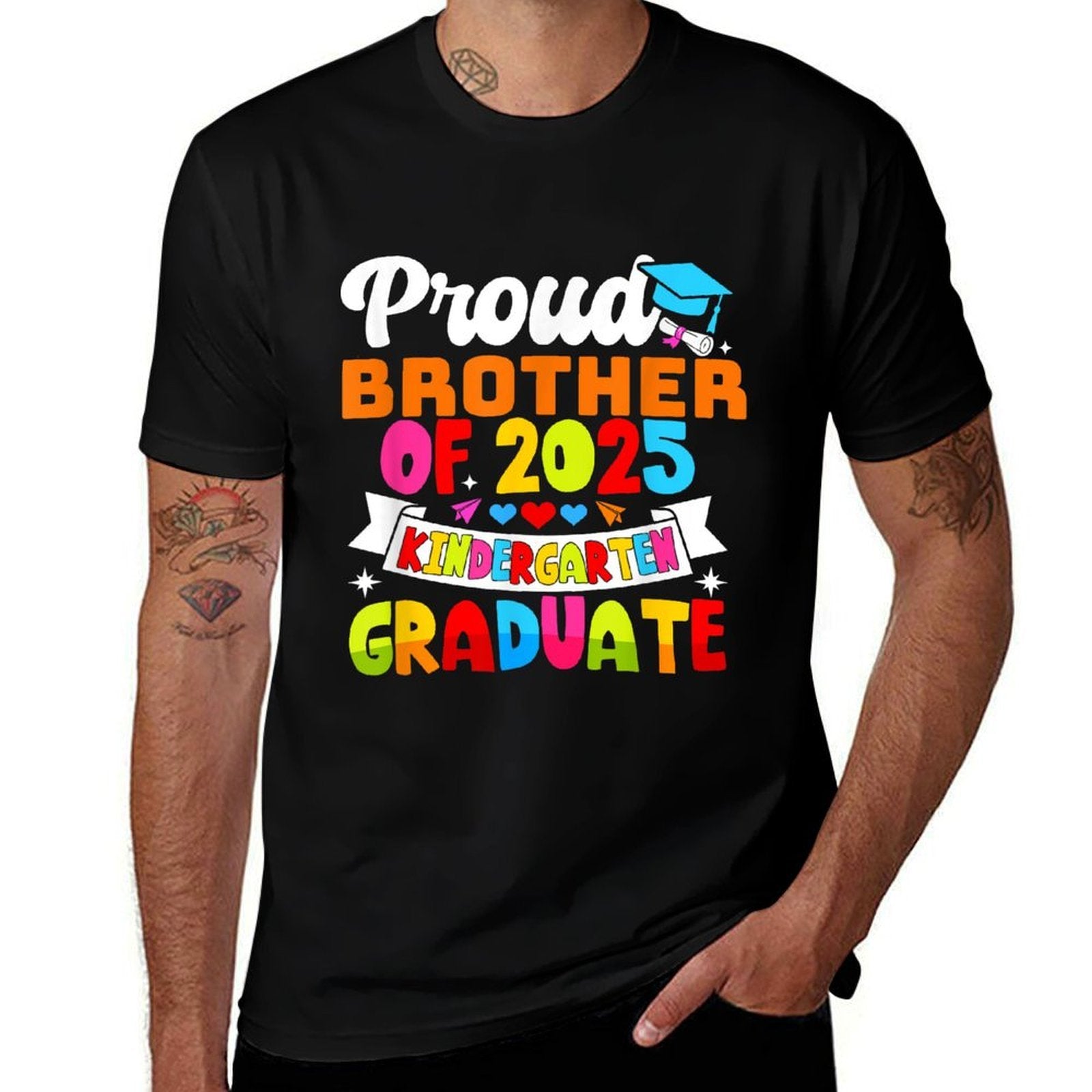 Proud Brother Of 2025 Kindergarten Graduate Graduation Fade-proof Color T-Shirt