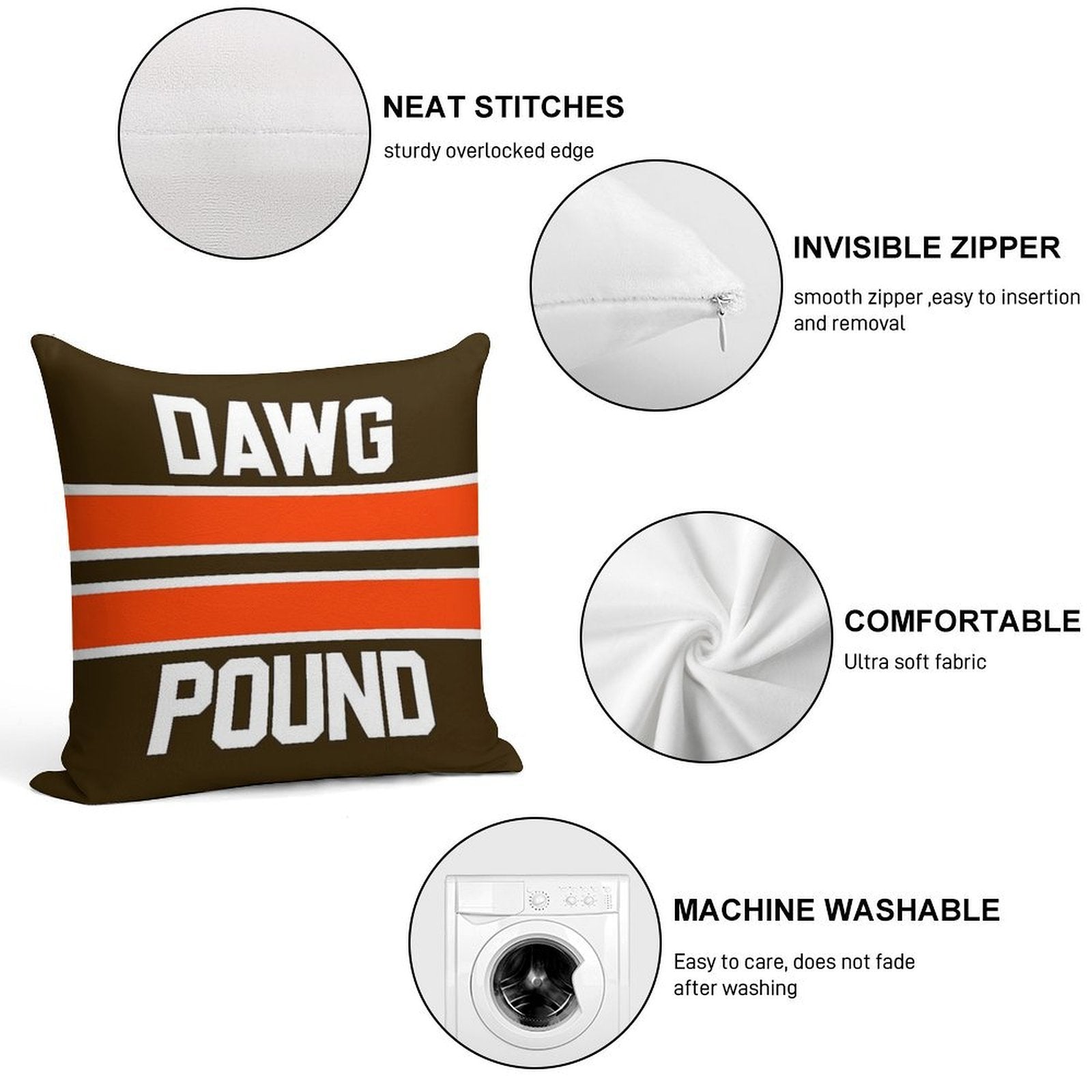 Dawg Pound Soft Home Decor Throw Pillow