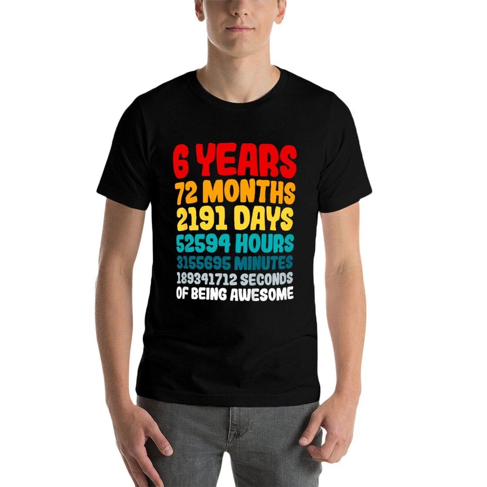 Kids How Many Years, Month, Days, Minutes And Seconds Is 6 Years  Rolled Sleeves T-Shirt
