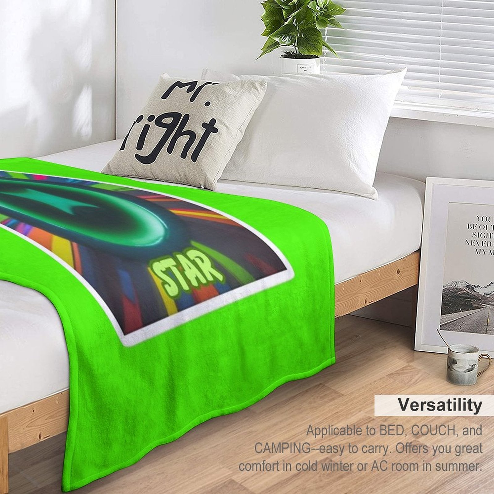 Super Star Neon Design Compact Throw Blanket