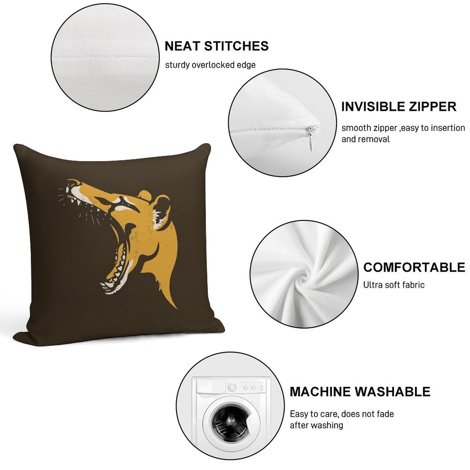 Tasmanian Tiger Stencil Soft Ultra-Soft Texture Throw Pillow