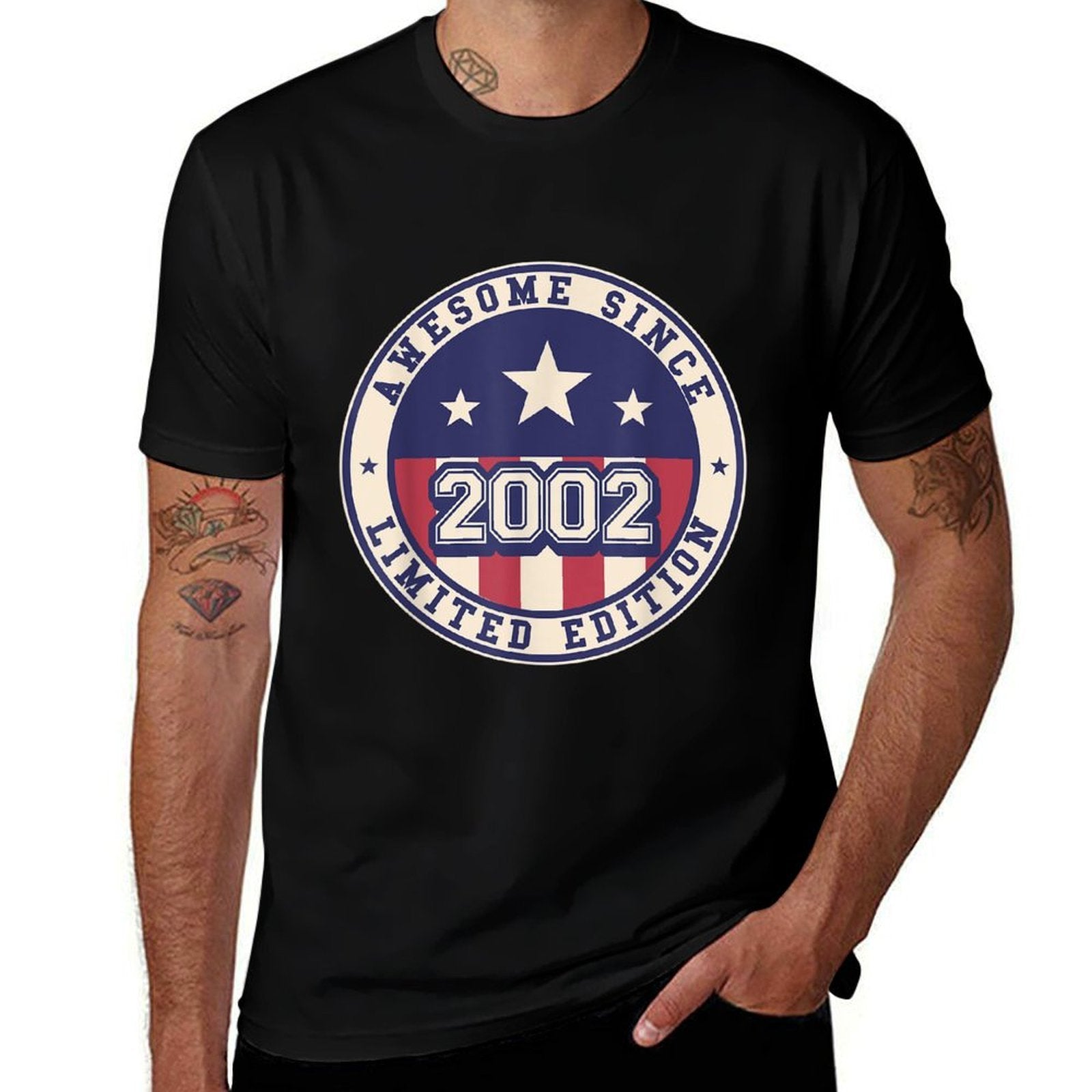 21 Years Old Awesome Since 2002 21st Birthday  Fade-proof Color T-Shirt