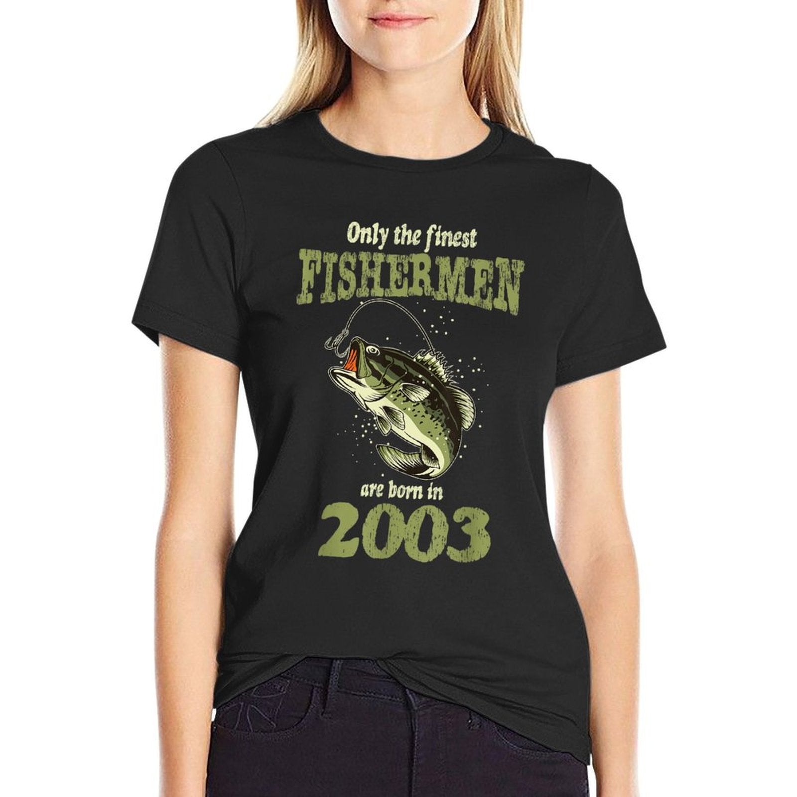 21 Year Old Fishing Fishermen Are Born In 2003 21st Birthday  Heathered Texture T-Shirt