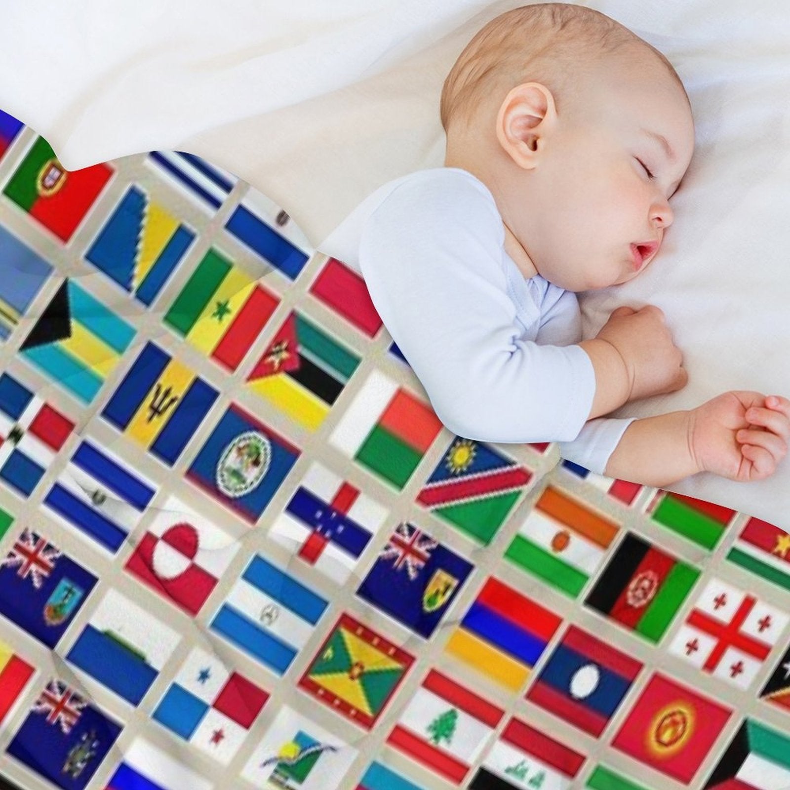 Flags of The World All Countries Nations  - Beige Compact Throw Blanket