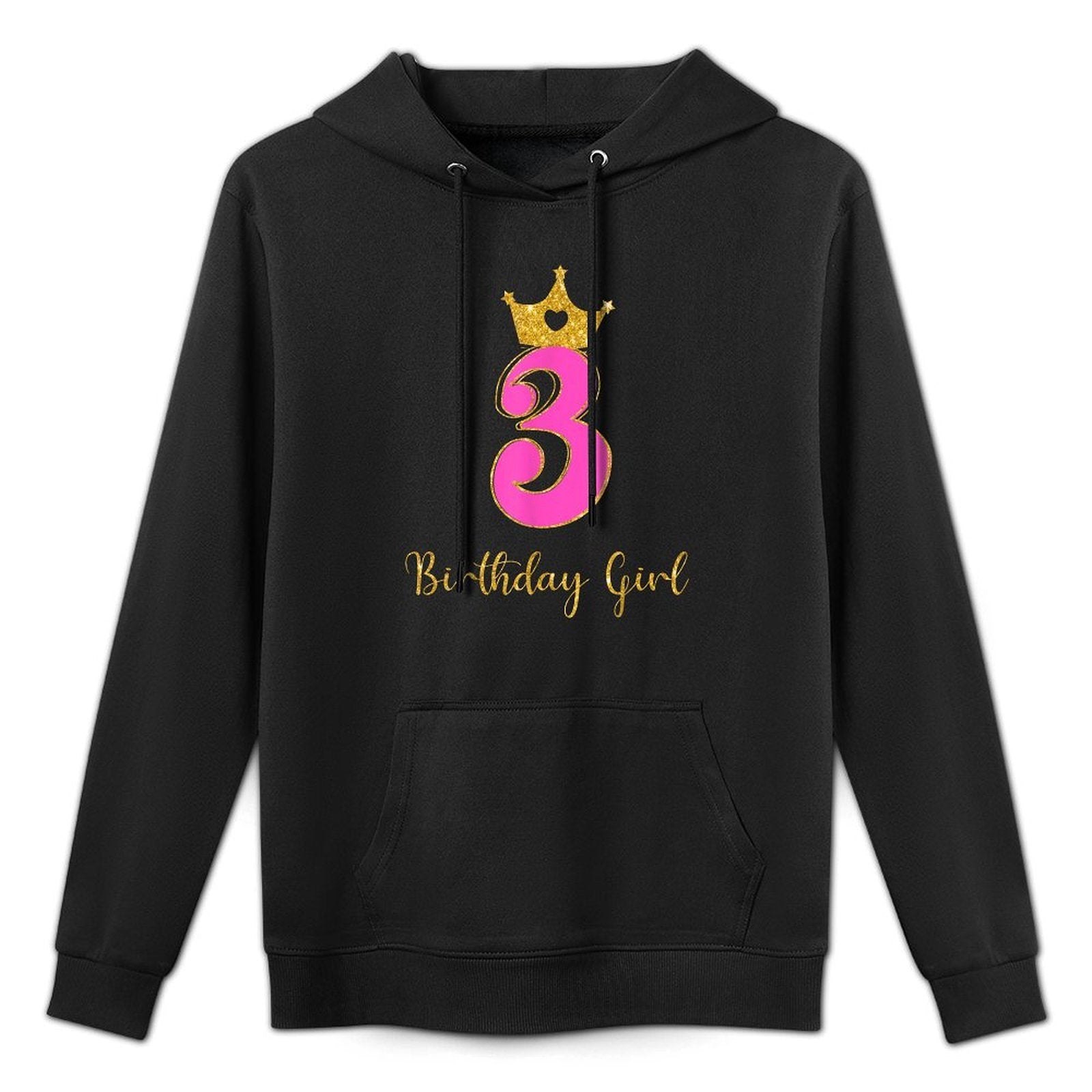 3rd Birthday Girls 3 Three Year Old Birthday Party Toddler Medium-Weight Fabric Hoodie