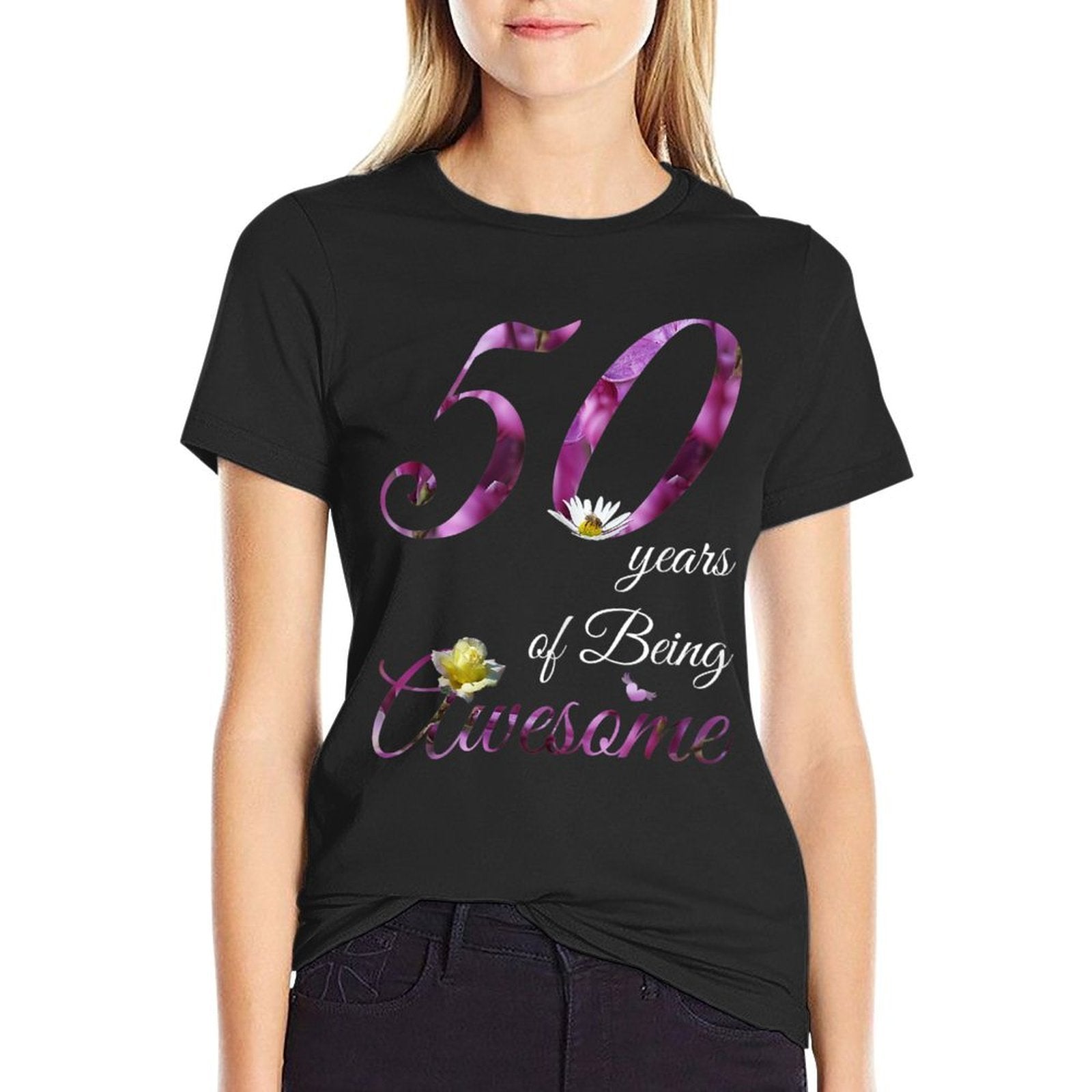 50 Year Old Awesome Floral 1973 50th Birthday Gift  Relaxed-fit T-Shirt