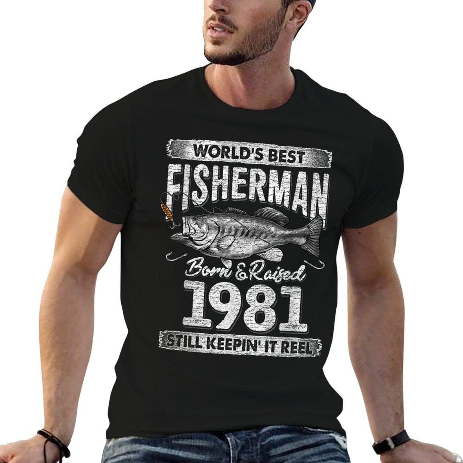 40 Years Old Fisherman Born in 1981 Fisherman 40th Birthday Comfortable T-Shirt