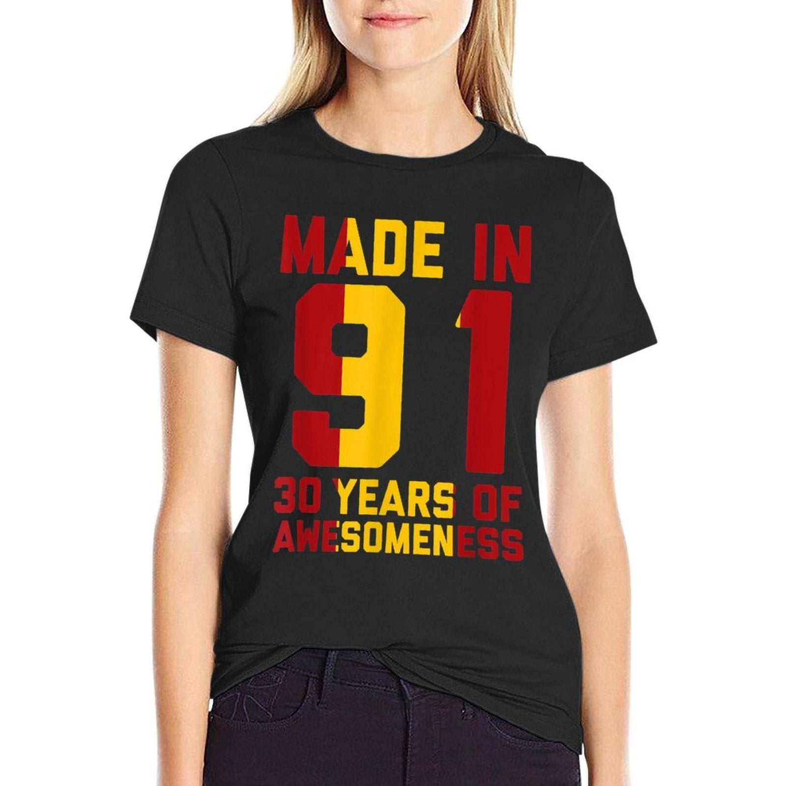 30th Birthday Spanish Gifts Men Women 30 Year Old 1991  Ribbed Collar T-Shirt