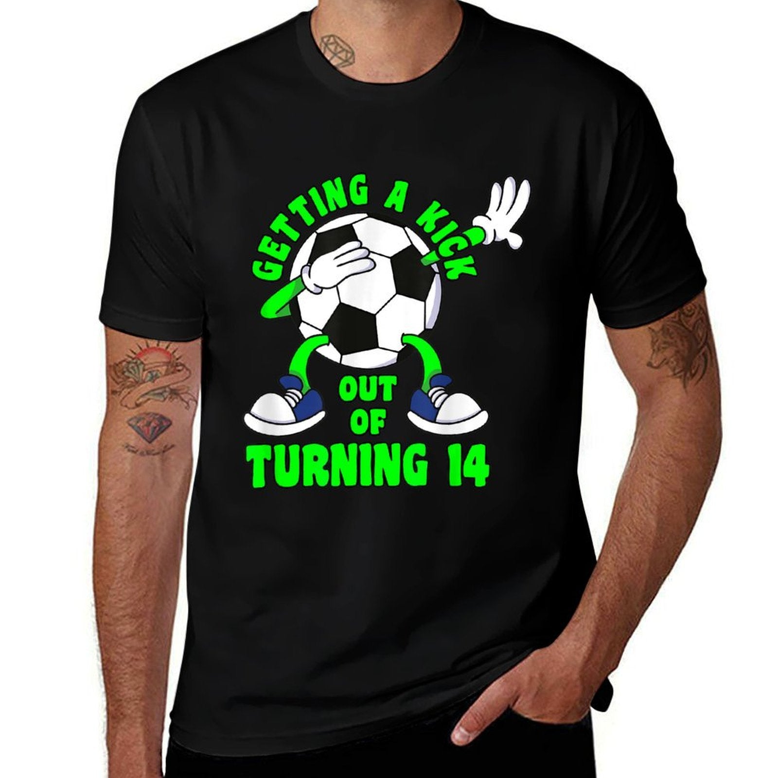 14 Year Old Happy 14th Birthday Soccer 14th Birthday  Cotton T-Shirt