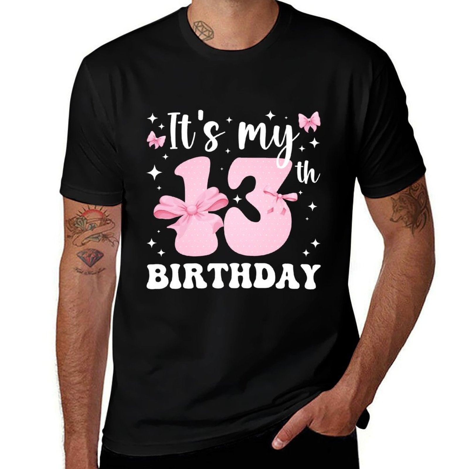 13th Coquette Themed Birthday Thirteen Year Old Girl Bow Comfortable T-Shirt