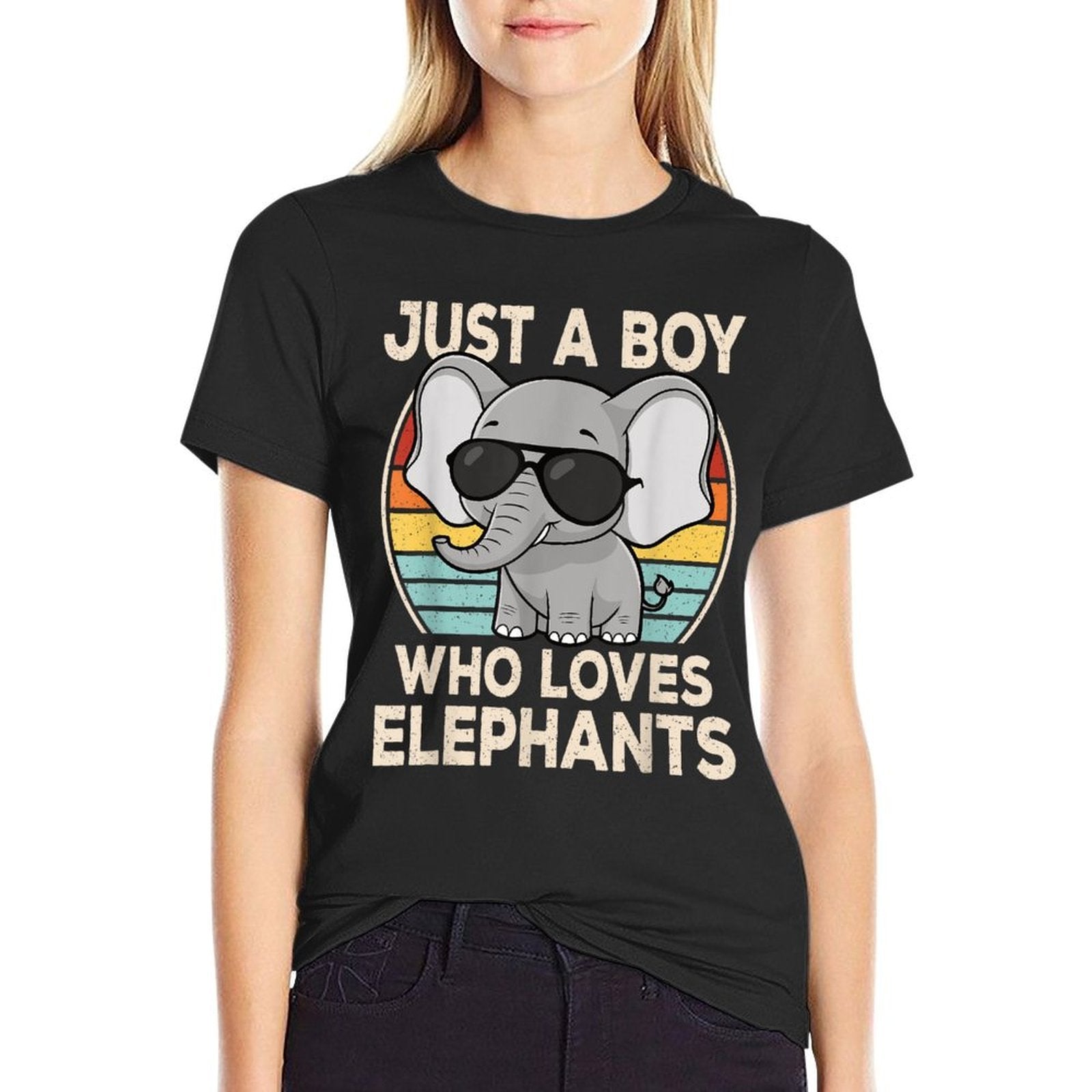 Just A Boy Who Loves Elephants Elephant Lover Boys Kids  Moisture-wicking T-Shirt