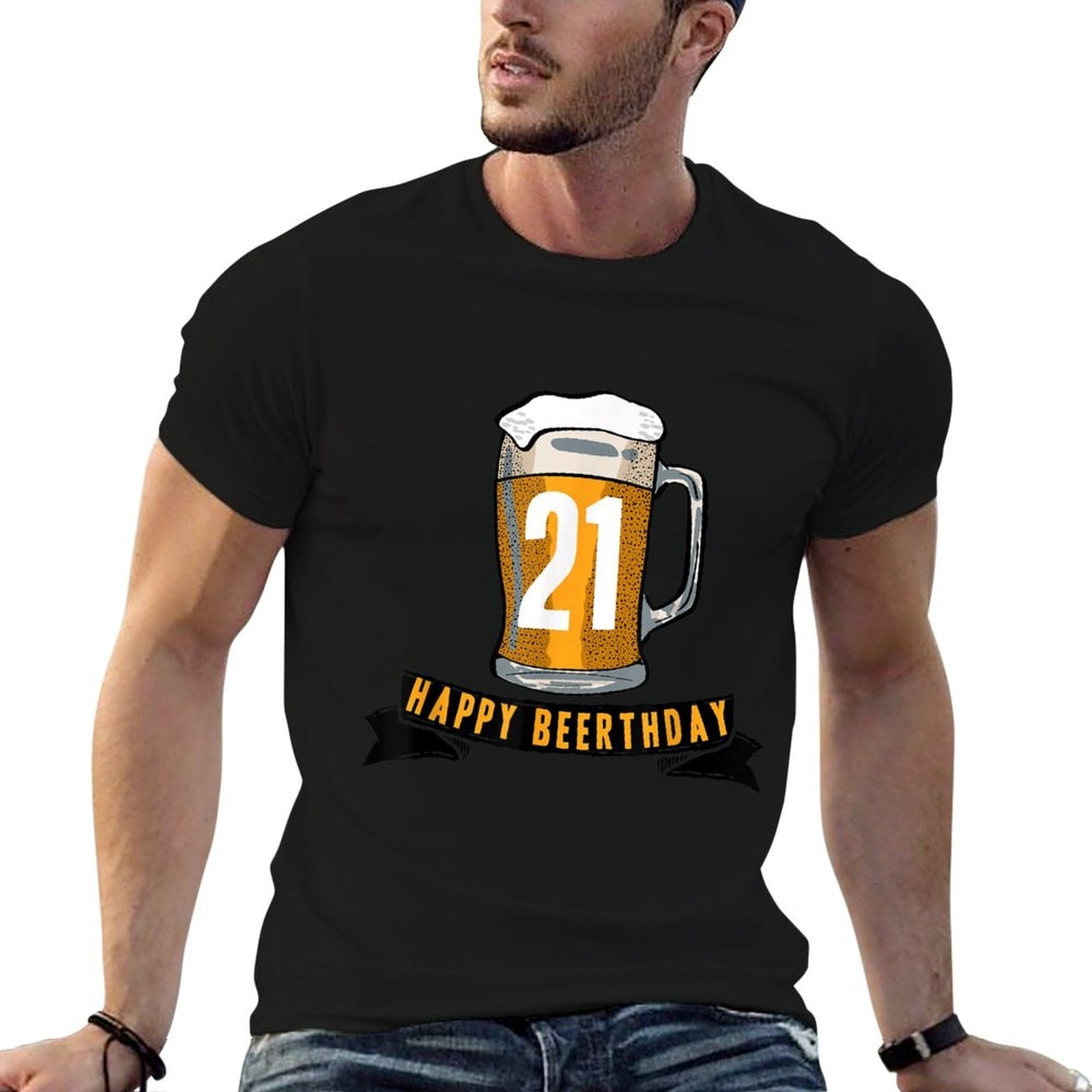 21st Birthday Happy Beerthday Party  Heathered Texture T-Shirt