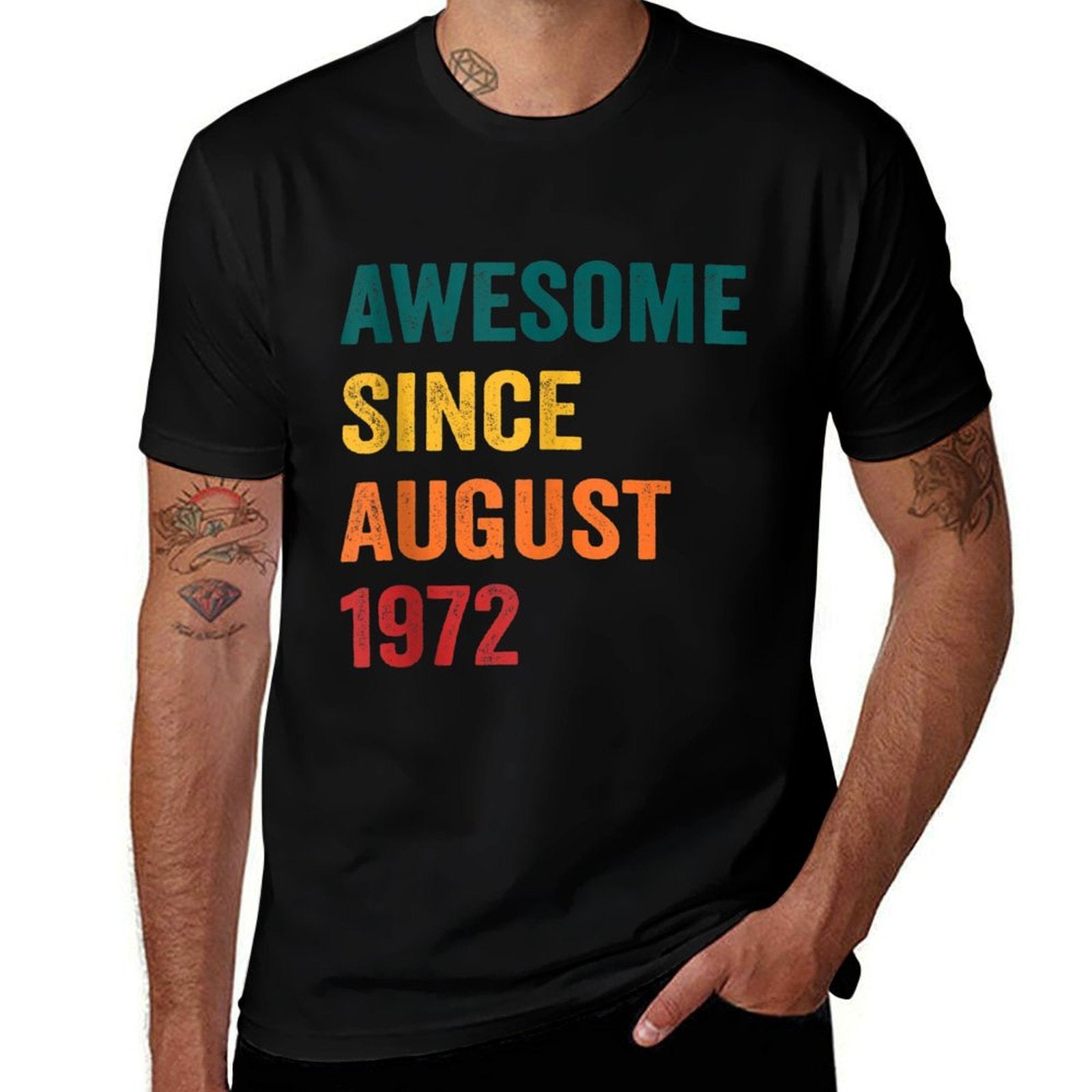 50 Years Old Legend Since August 1972 Vintage 50th Birthday  Rolled Sleeves T-Shirt