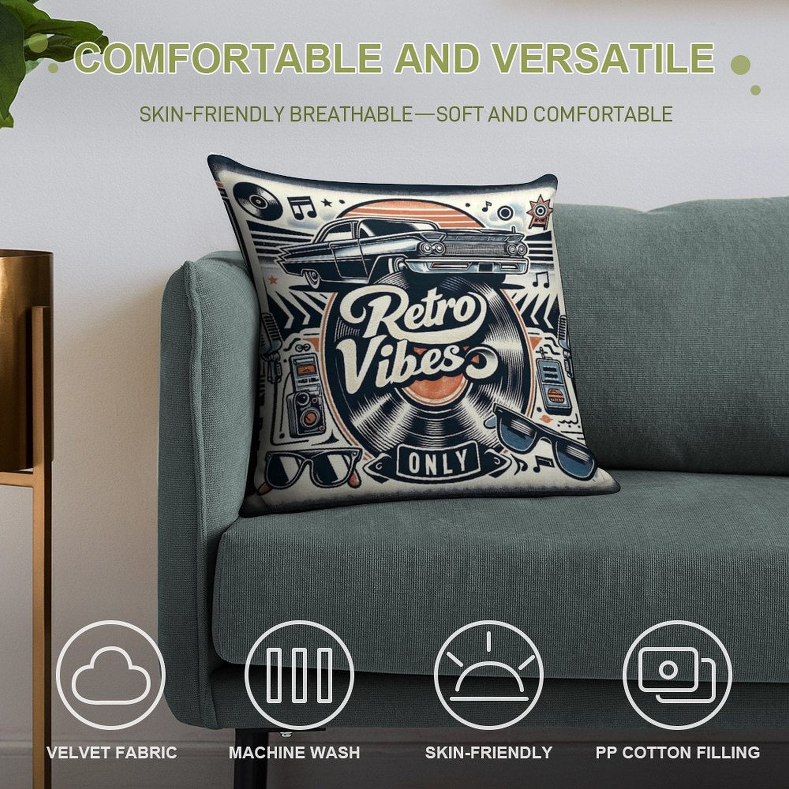 Retro Vibes Soft Multiple Sizes Throw Pillow