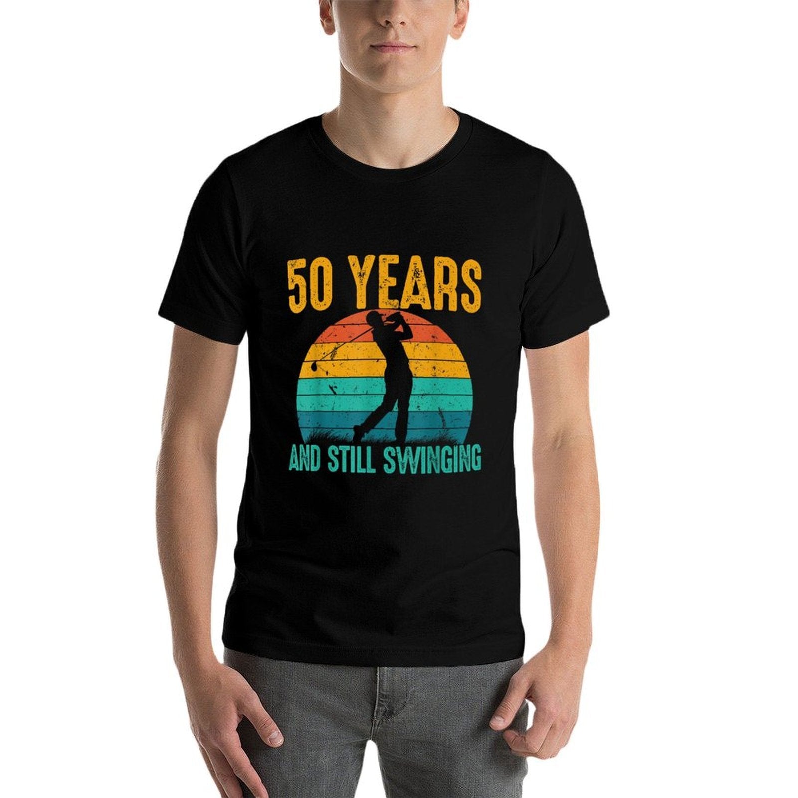 50 Years And Still Swinging Funny Golf 50th Birthday Party  Summer-ready Fabric T-Shirt