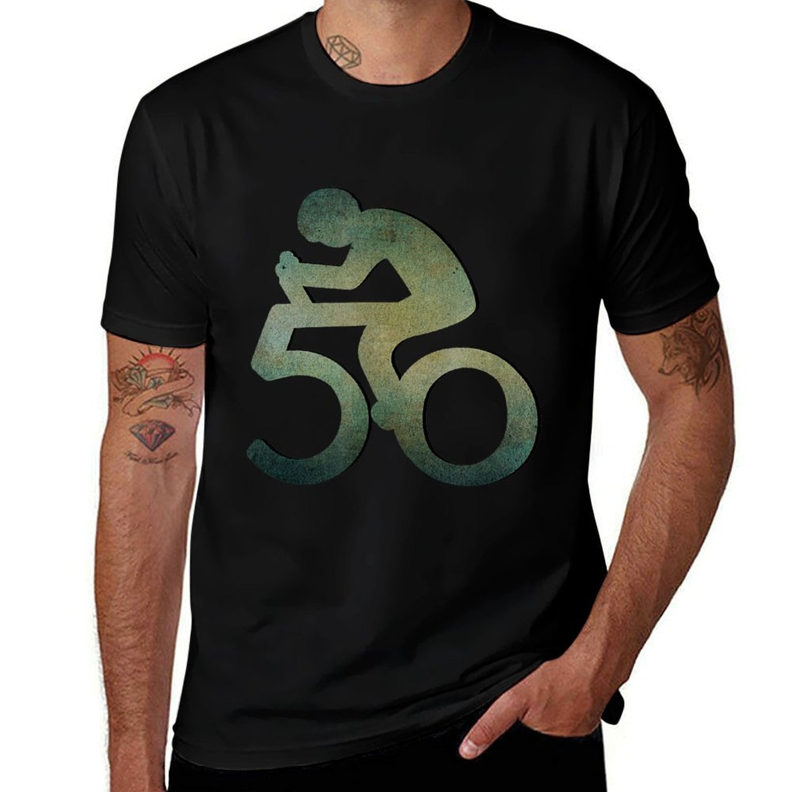 50th Birthday Mountain Bike Tour Cycling Lover Bicycle Rider  Heathered Texture T-Shirt