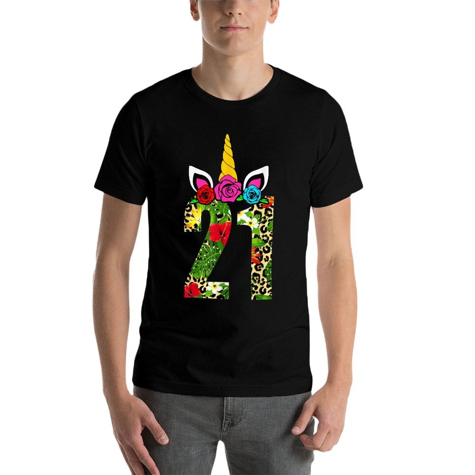21 Years Old Birthday Girl Floral Unicorn 21st Birthday Kids  Soft T-Shirt