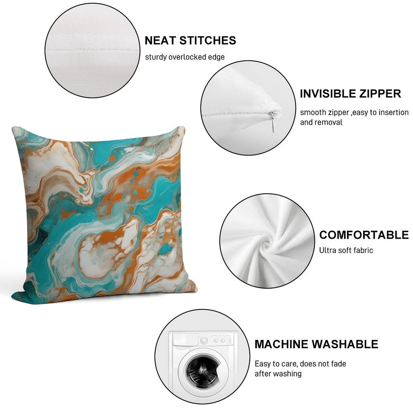 Turquoise Marble Texture With Light Earth Soft Ultra-Soft Texture Throw Pillow