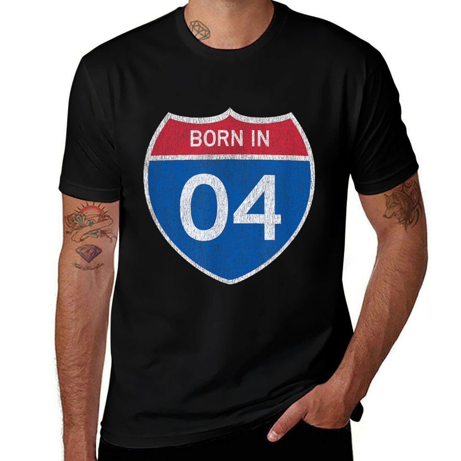 21 Year Old Vintage Car Road Sign 2004 21st Birthday  Heathered Texture T-Shirt
