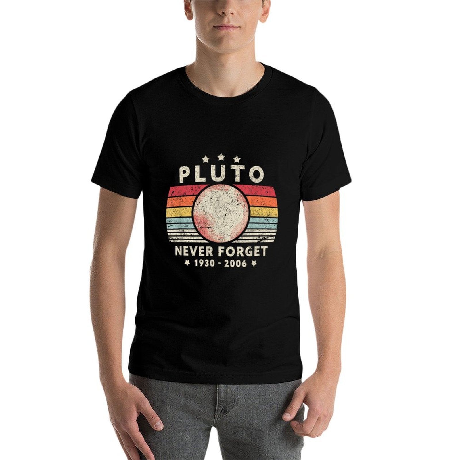 Never Forget Pluto. Retro Style Funny Space Science  Heathered Texture T-Shirt