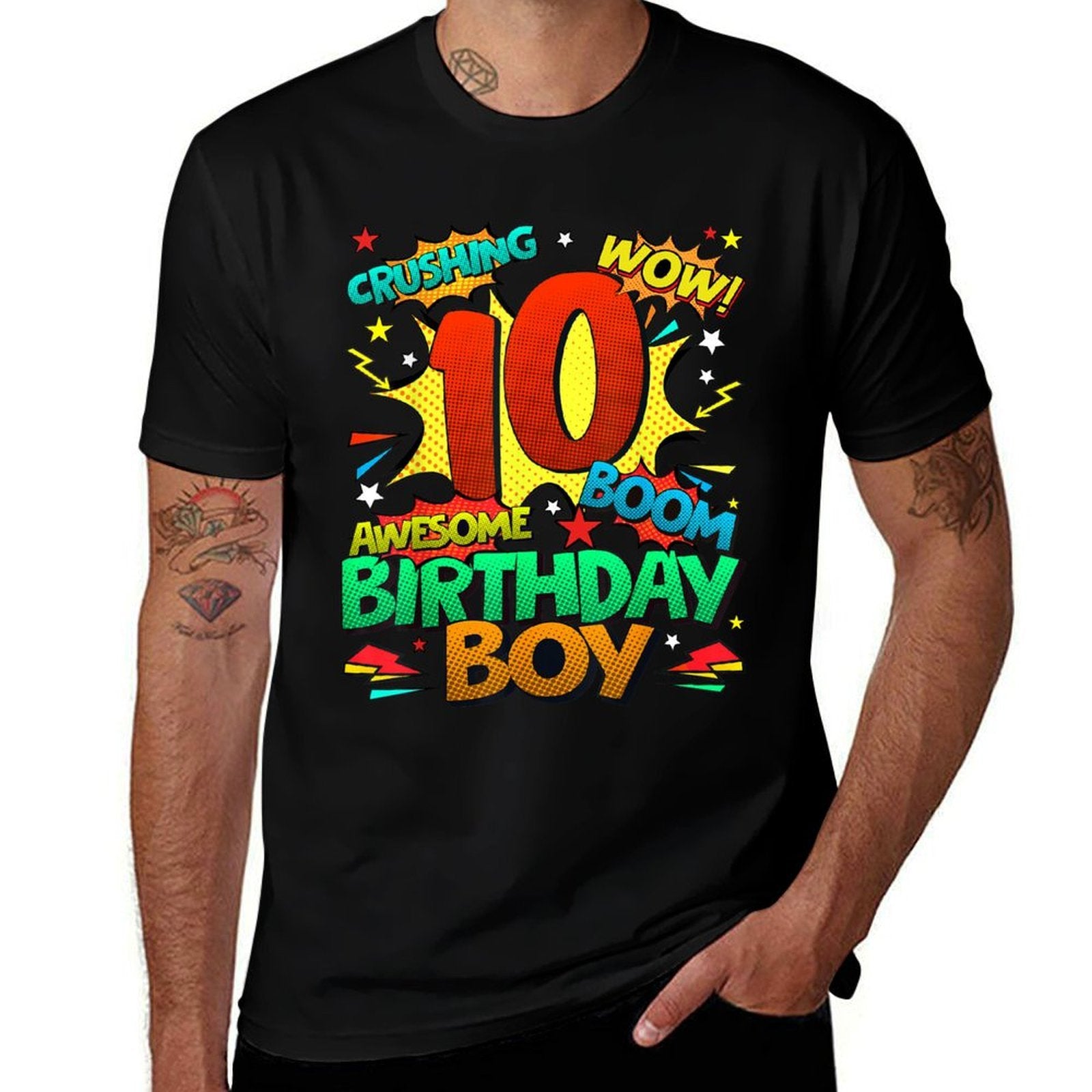 10th Birthday Kids Comic Style Kids Boys 10 Year Old Gifts  Vintage-inspired T-Shirt
