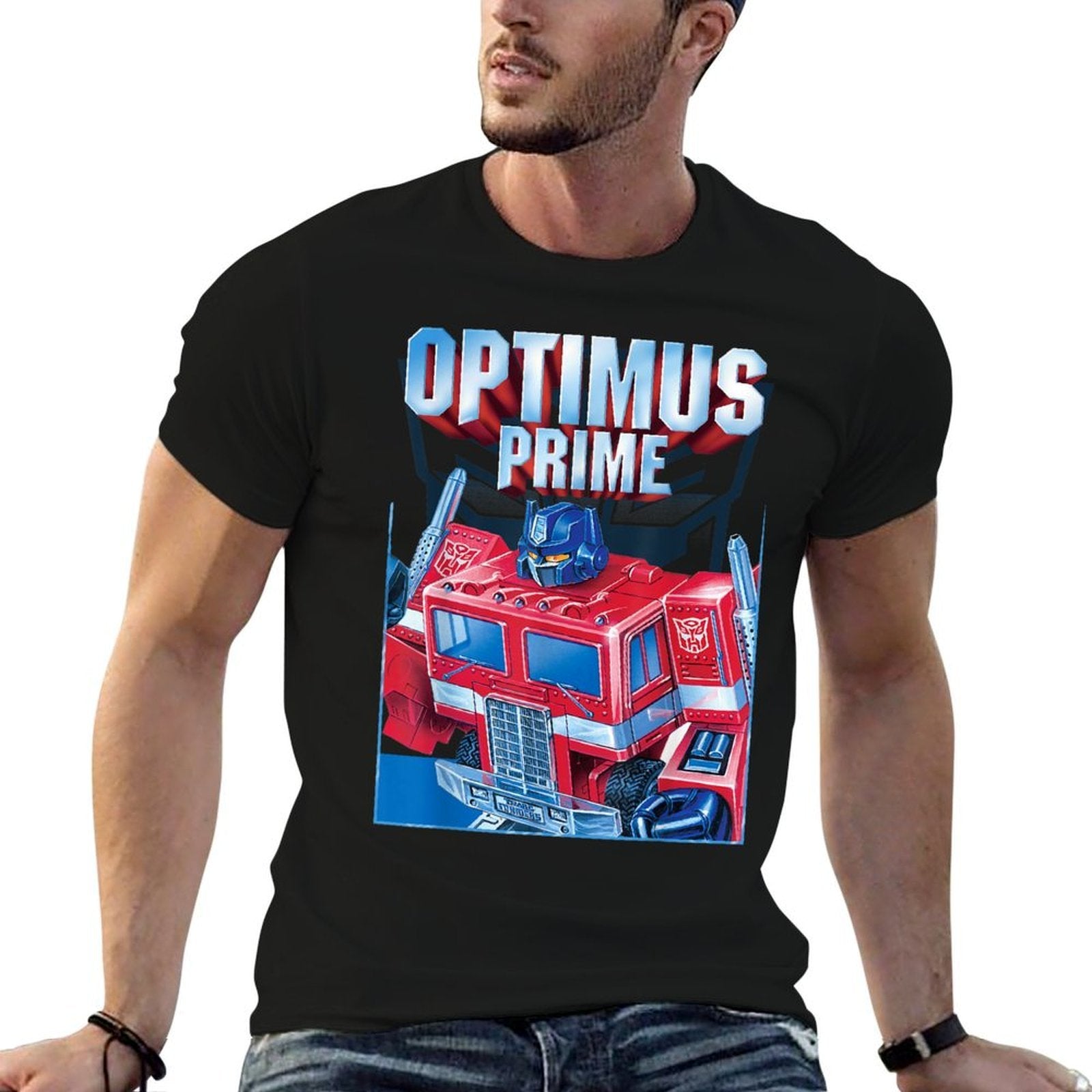 Transformers Optimus Prime Portrait - Black, Small, Unisex,, Classic Fit, Graphic, Cotton, Polyester Blend Affordable Price T-Shirt