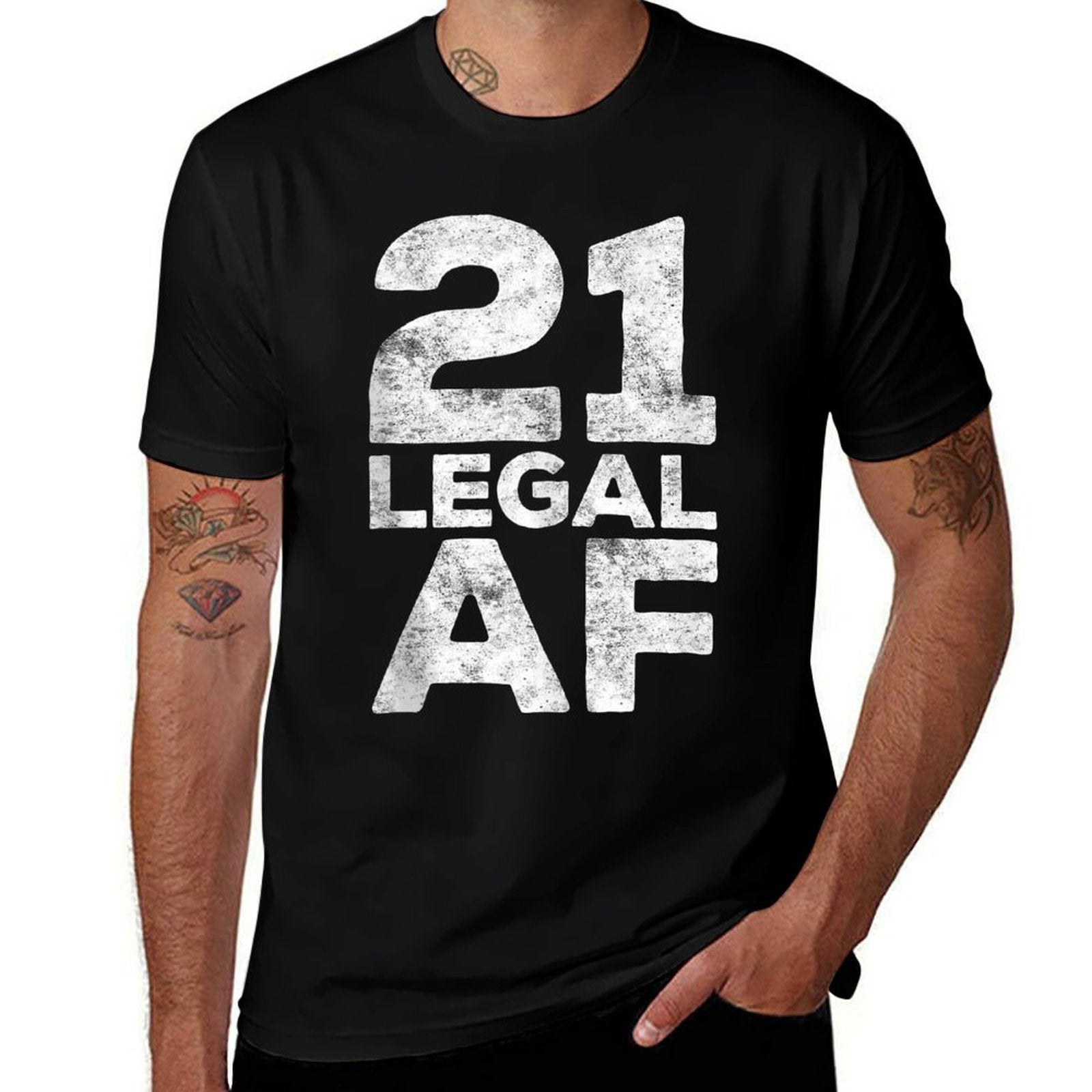 21 Legal AF 21st Birthday  Ribbed Collar T-Shirt