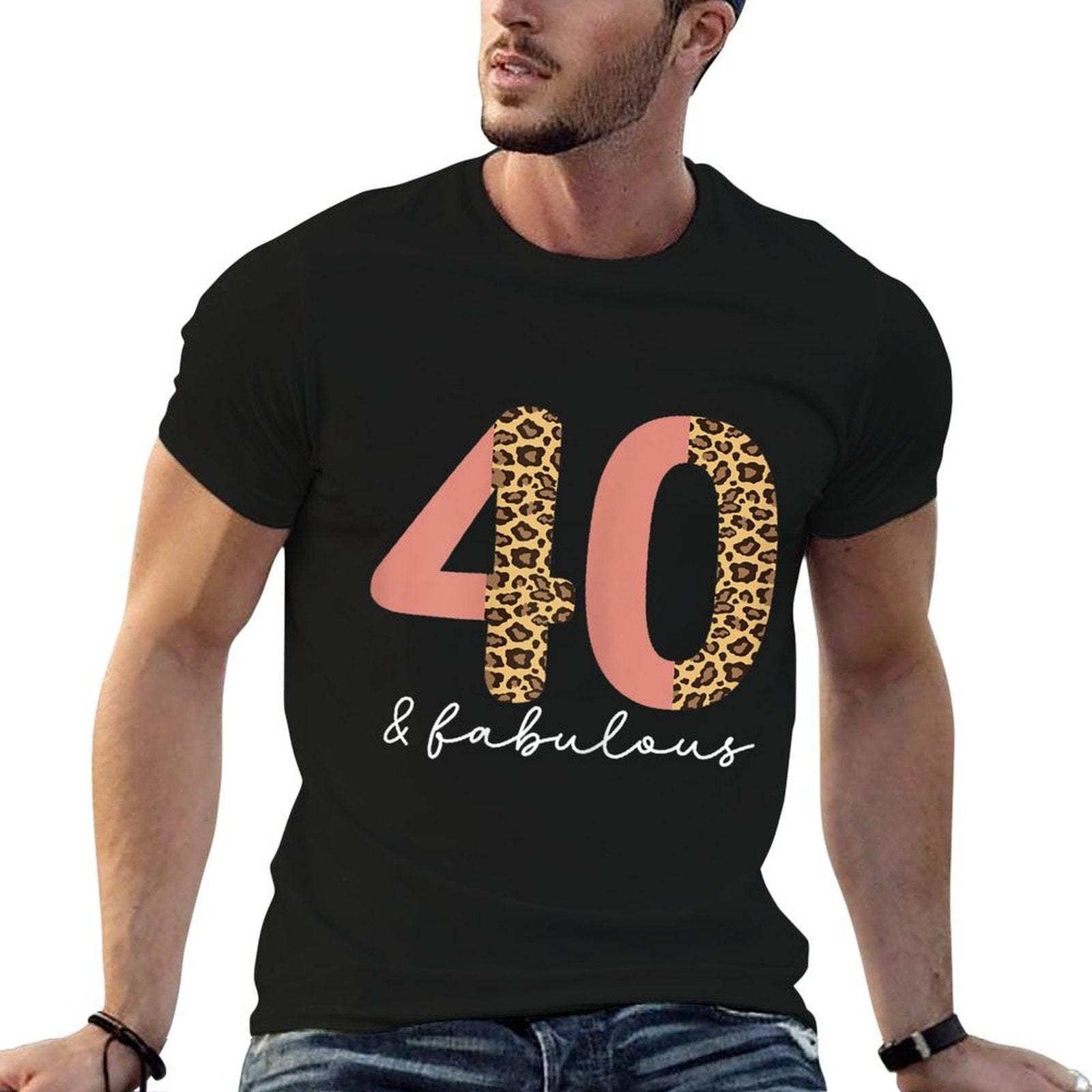 40 Years And Fabulouse 40th Birthday Leopard  Graphic-printed T-Shirt