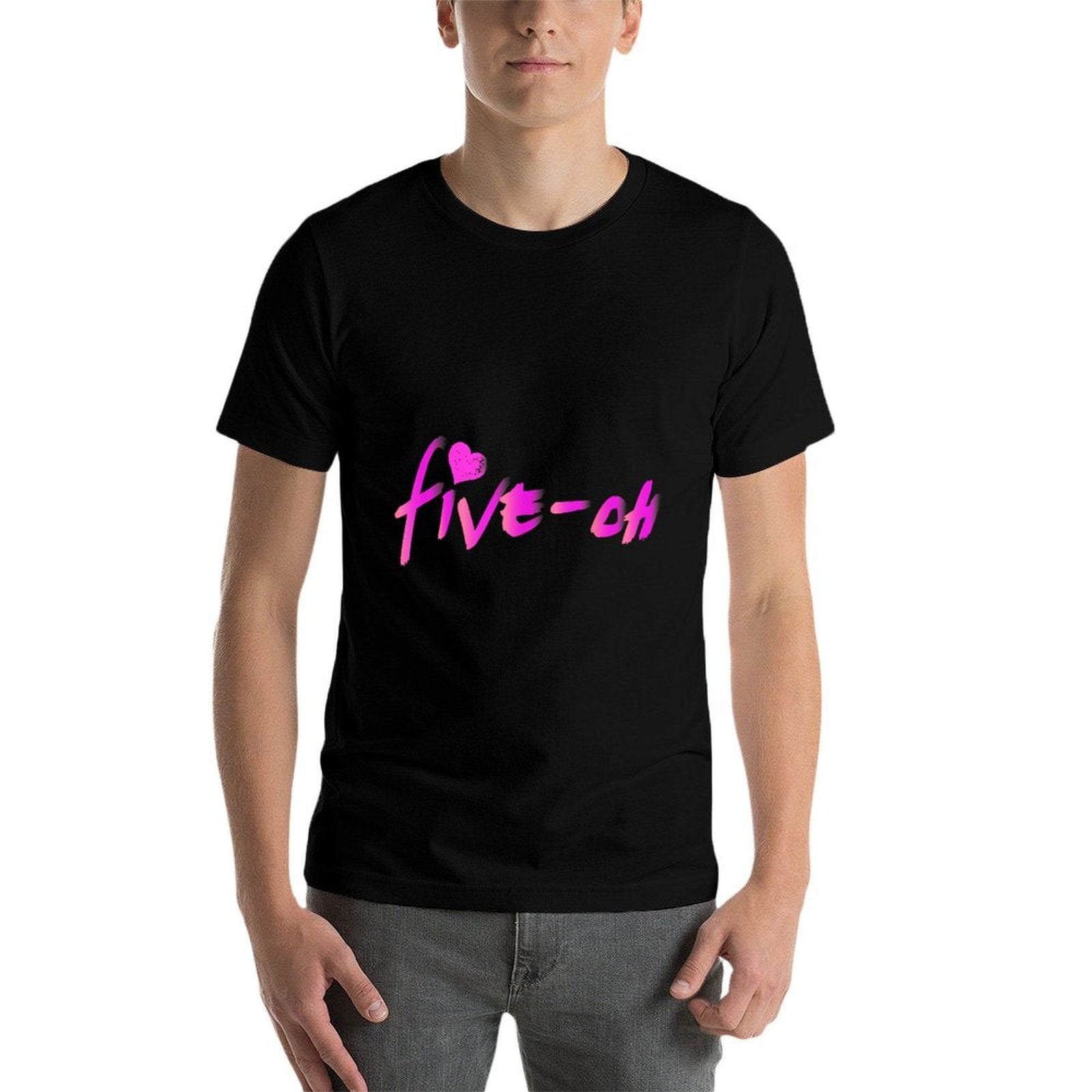 50th Birthday Girly Pink Heart Big Five Oh Fifty 50  Lightweight T-Shirt