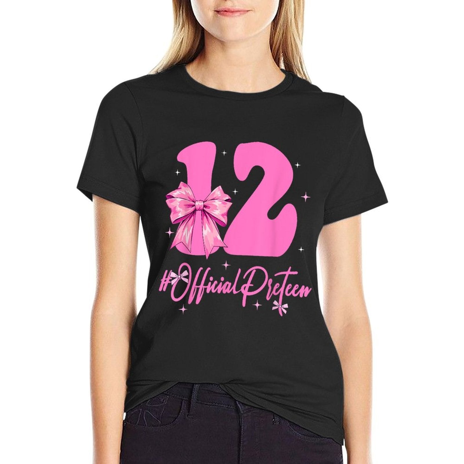 12 Year Old Official Pre-teen 12th Birthday Coquette Girl  Trendy Pattern T-Shirt