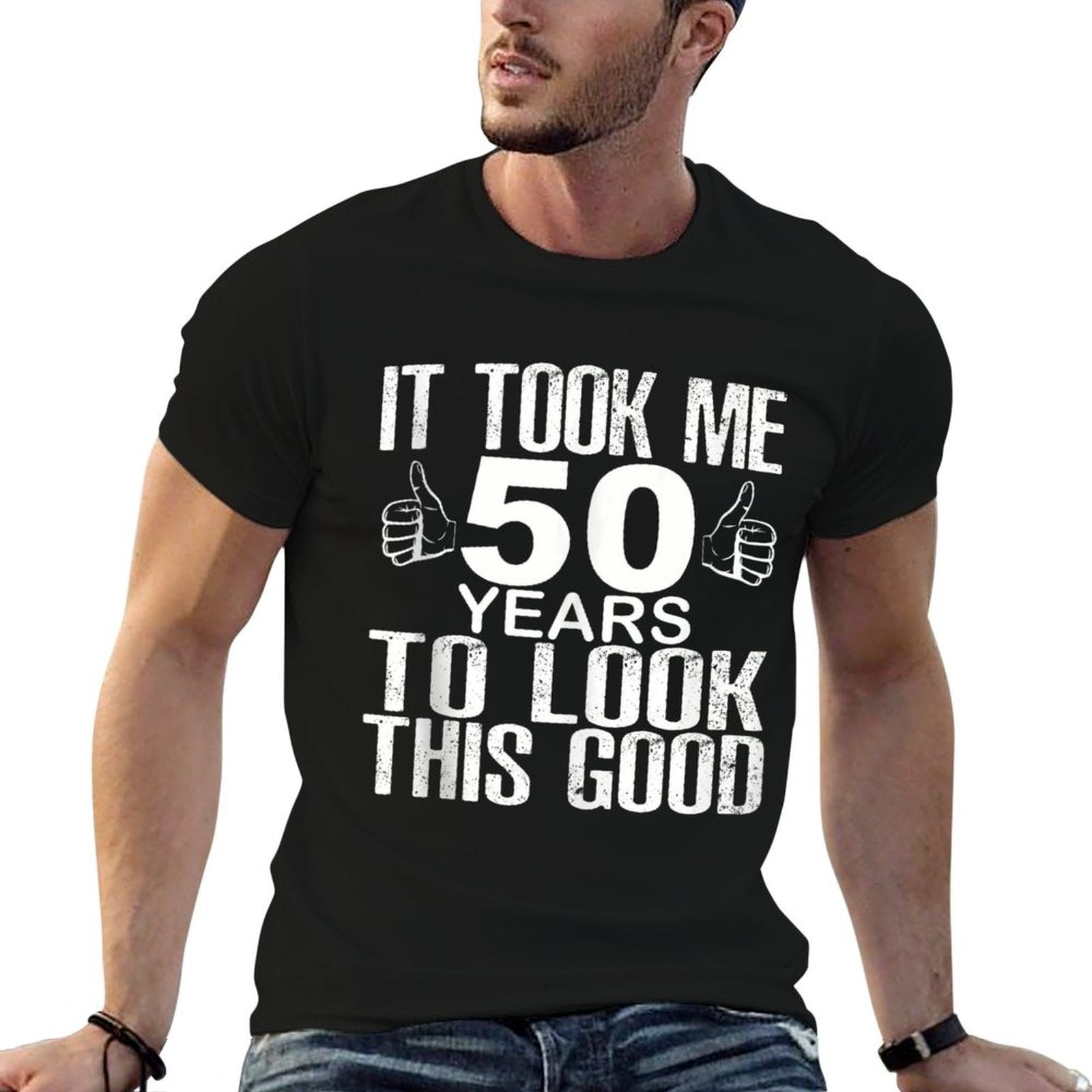 50th Birthday Shirt - It Took Me 50 Years To Look This Good  Ribbed Collar T-Shirt