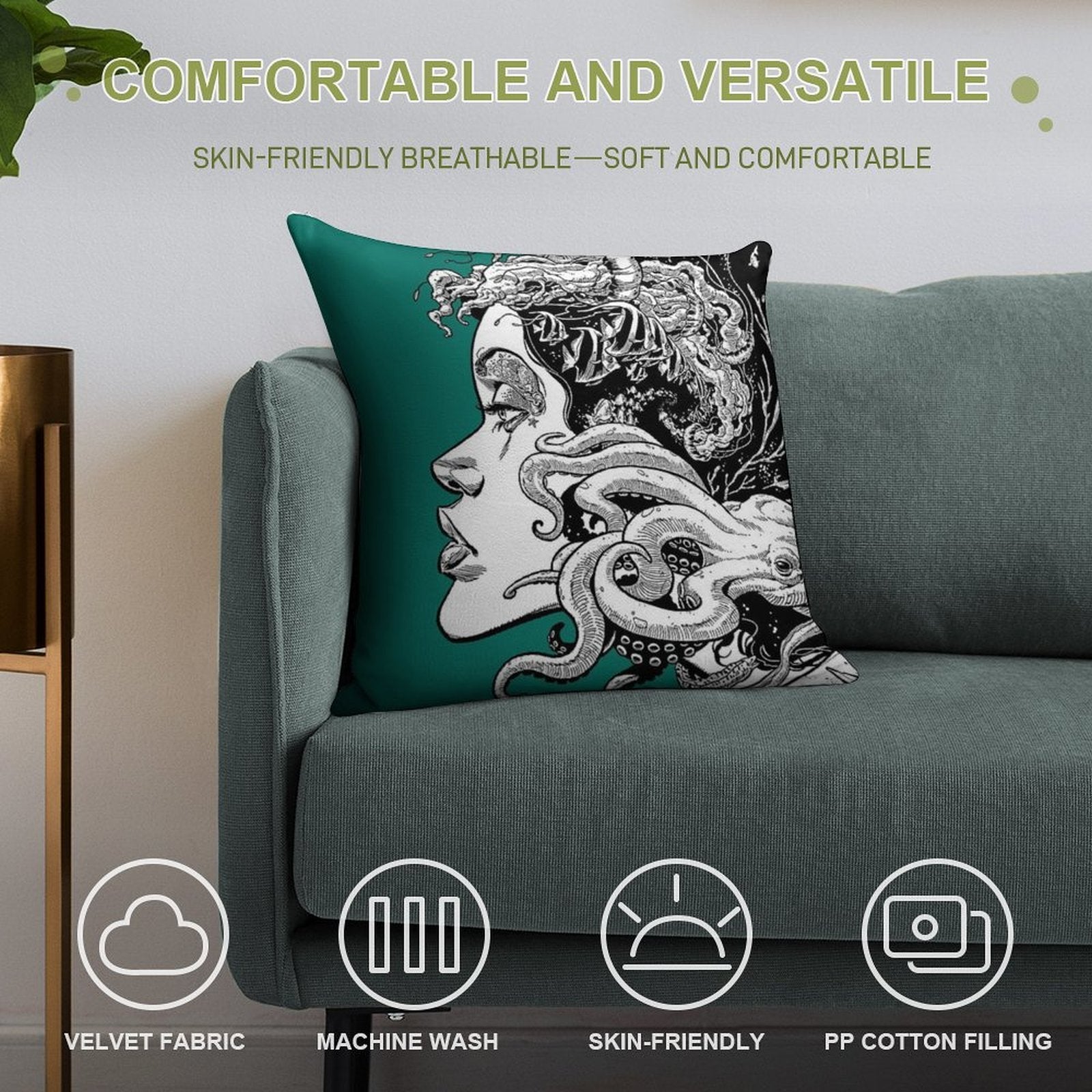 Poseidon's Mistress Alternate Soft Hidden Zipper Throw Pillow