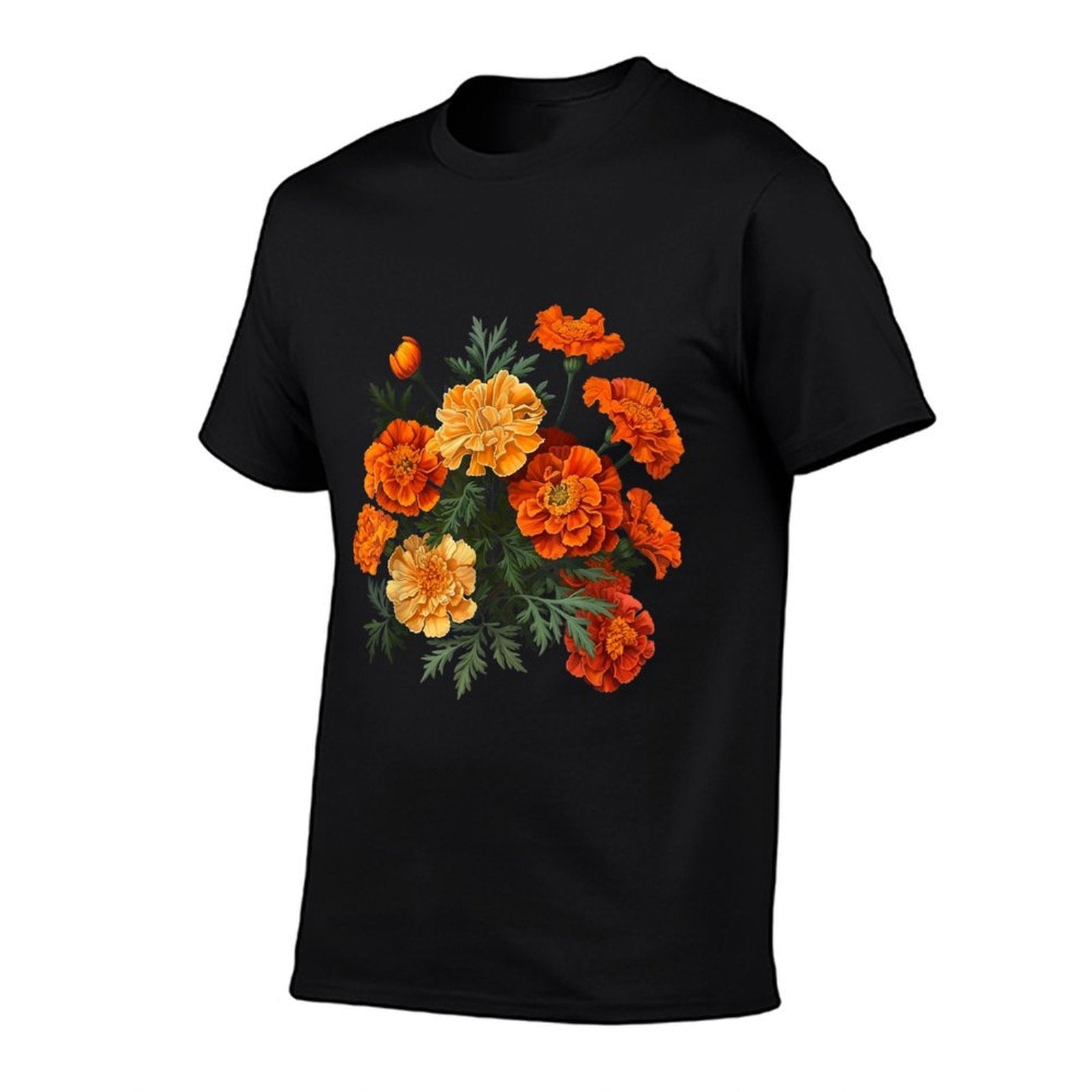 Birth Month Marigold Flower Floral Bouquet Flowers Lovers  Slim-fit Cut T-Shirt