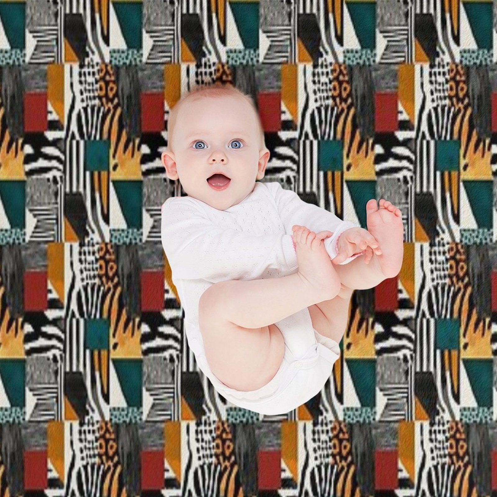 Textile Collage of Wild Prints Durable Throw Blanket