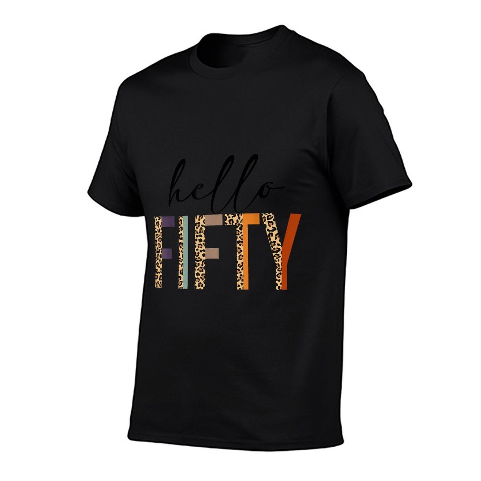 Hello Fifty Women 50th Birthday Outfit Leopard  Eco-friendly Material T-Shirt