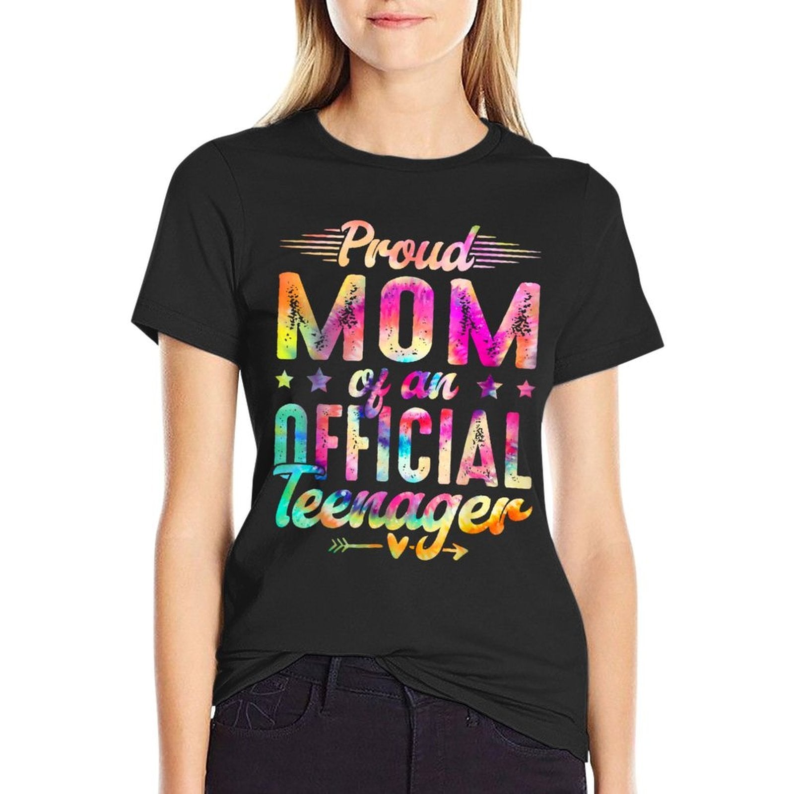 13 Years Old Proud Mom Officialnager 13th Birthday  Ribbed Collar T-Shirt