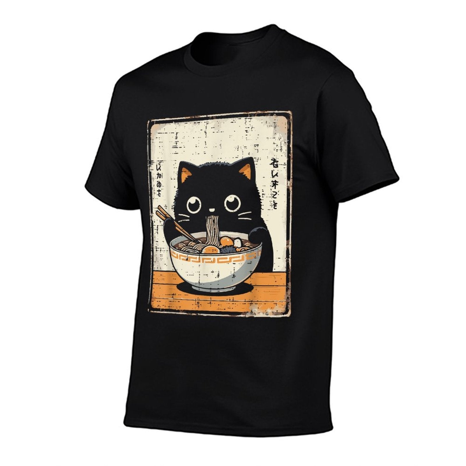 Japanese Black Cat Ramen Kawaii Noodles Art Women Girls Kids  Eco-friendly Material T-Shirt