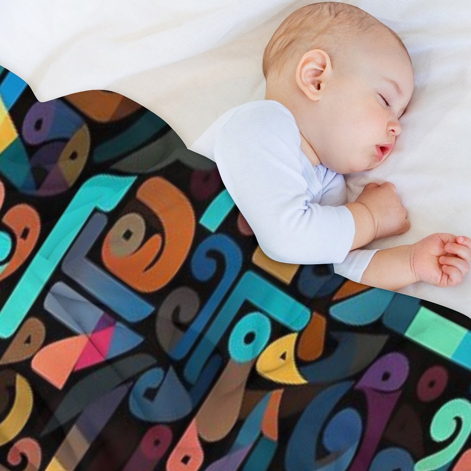 Colorful Fantasy Pattern Orange Yellow Green Red Turquoise Black Ornaments Easy Care Throw Blanket