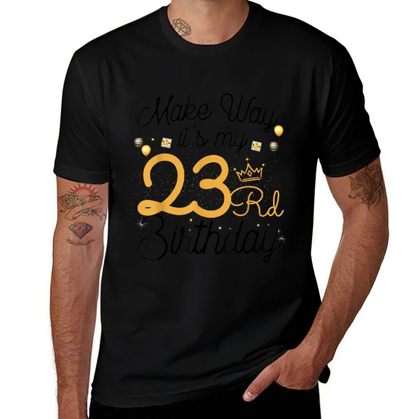 23 Years Old Queen Women Make Way Its My 23rd Birthday  Ribbed Collar T-Shirt